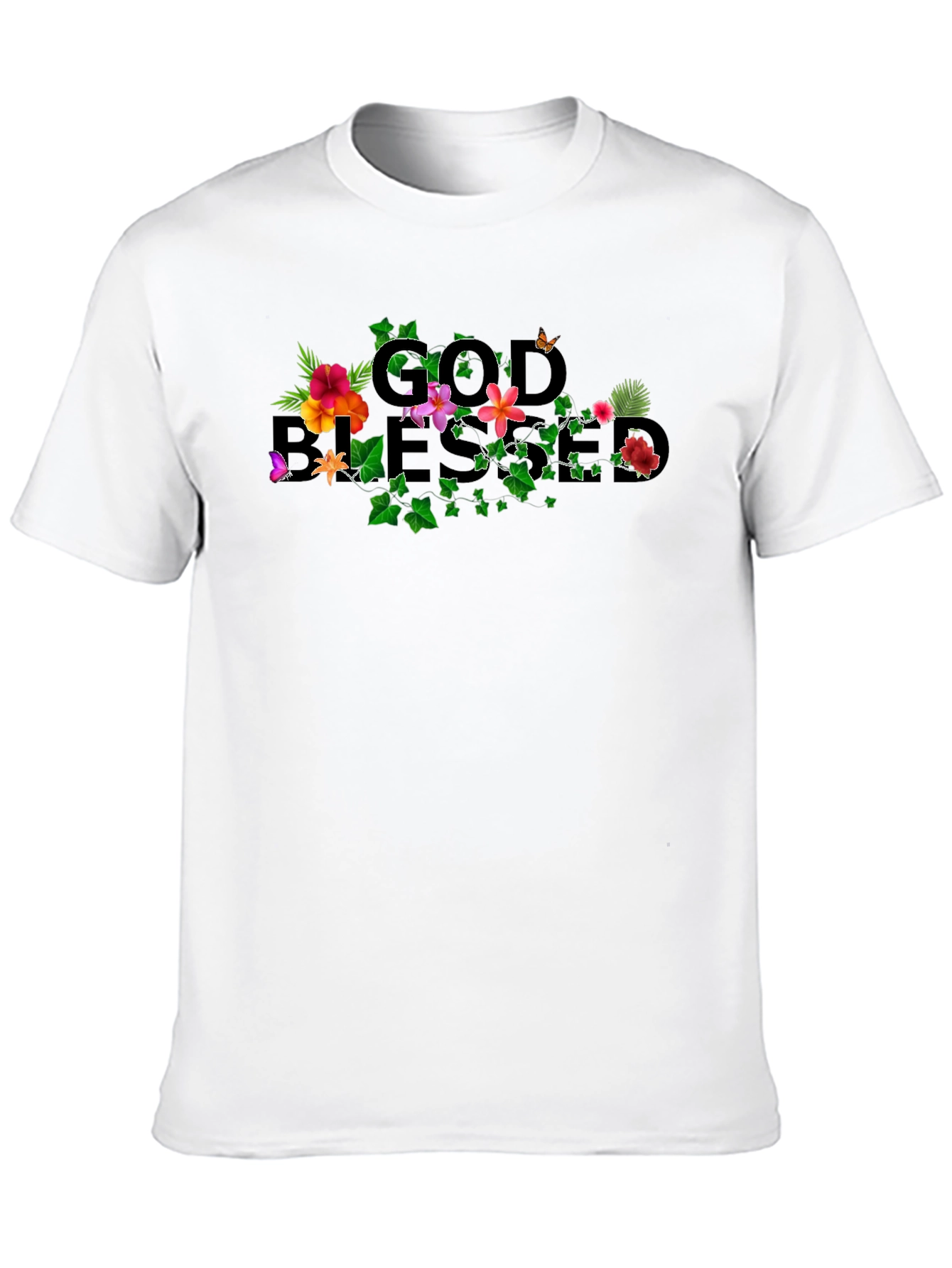 Black God Blessed Floral T-Shirt view 10