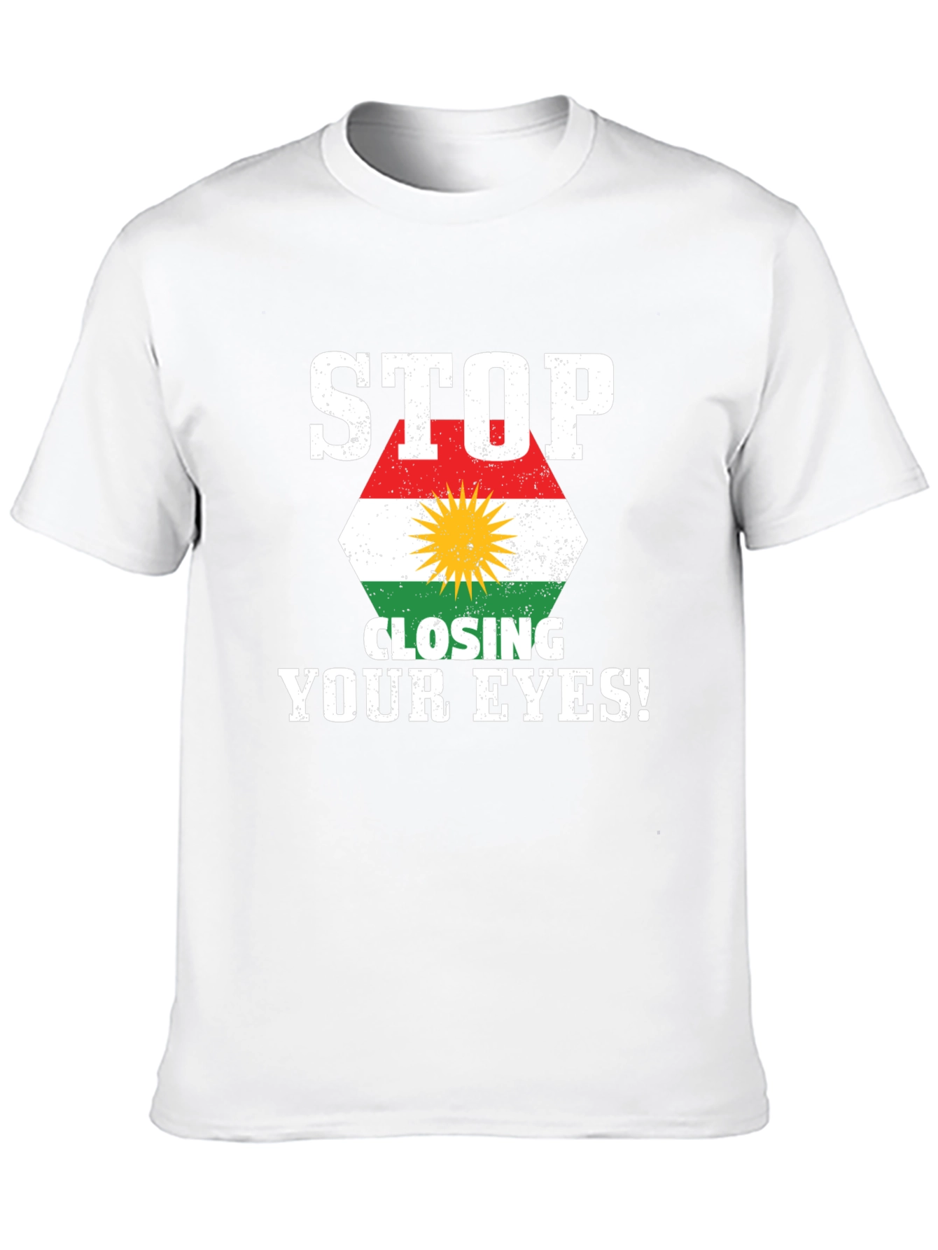 Black Stop Closing Your Eyes Kurdistan Flag T-Shirt view 10