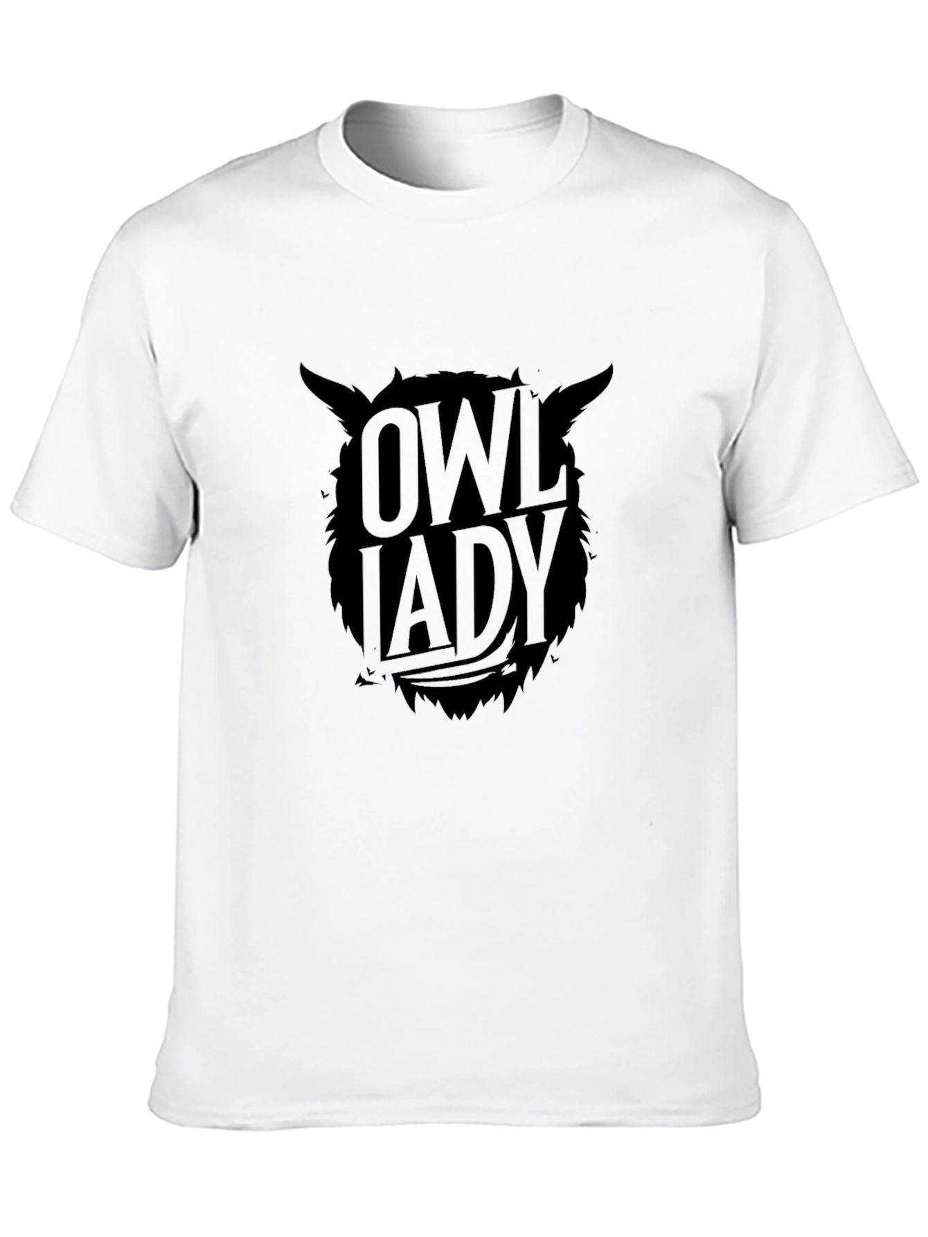 Black Owl Lady Graphic Print Black T-Shirt view 10