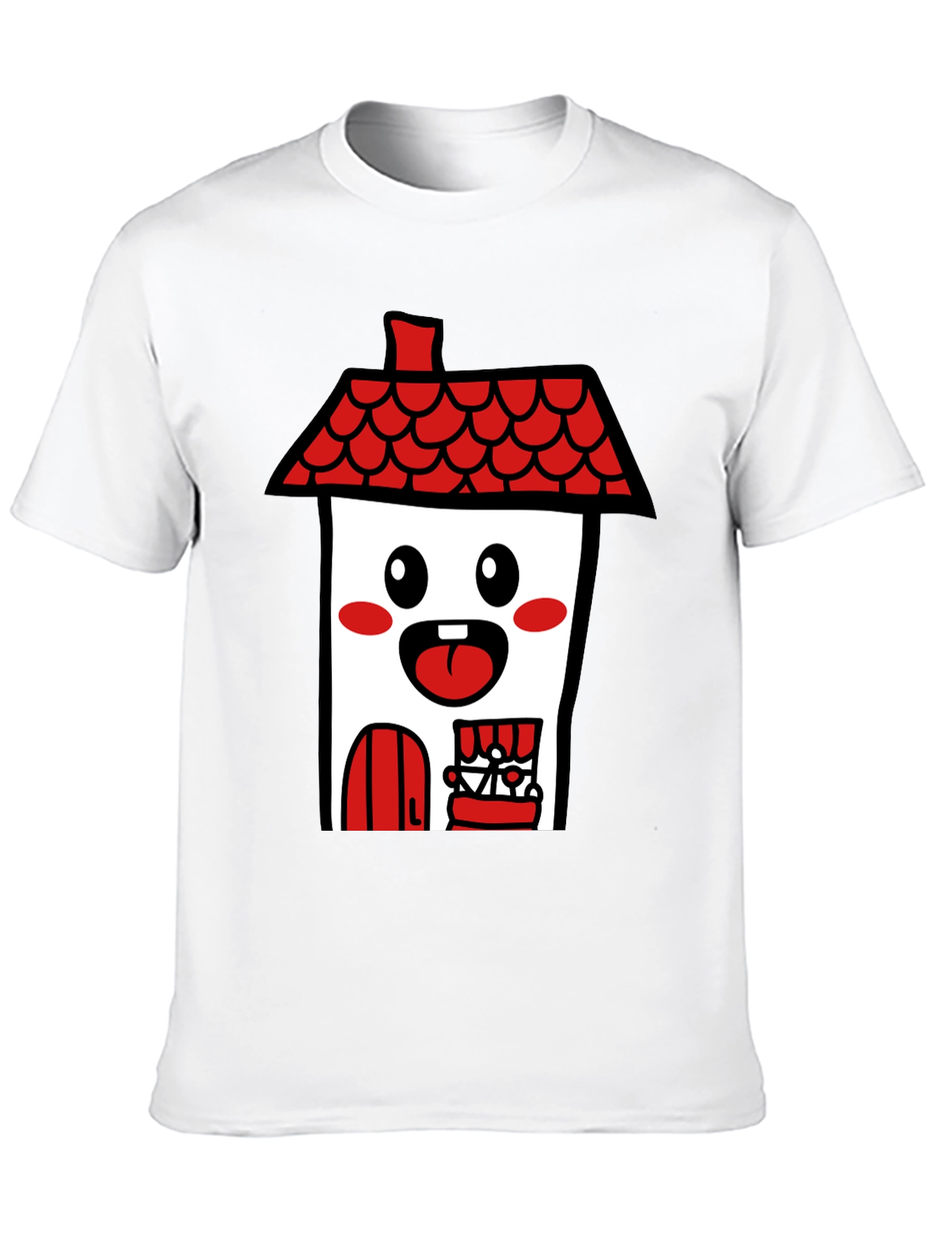 Black Kawaii House T-Shirt - Cute Cartoon Graphic Tee view 10