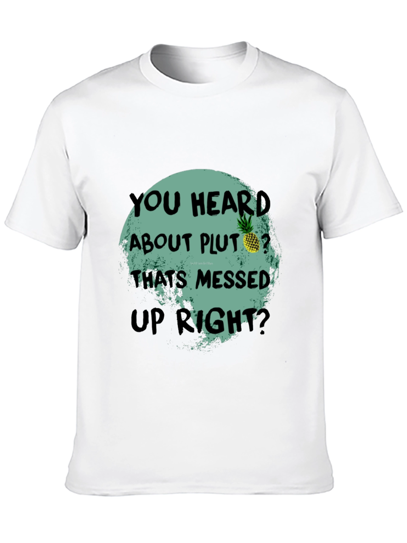 Black Funny Pluto Pineapple Graphic Tee - Unique Statement T-Shirt view 10