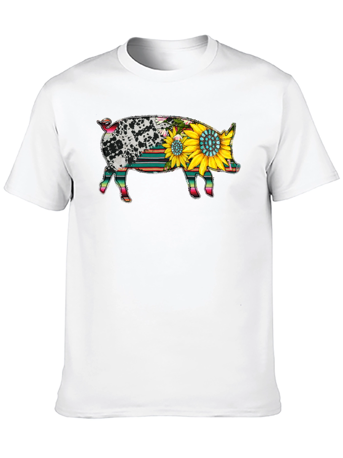 Black Sunflower Pig Graphic Tee view 10