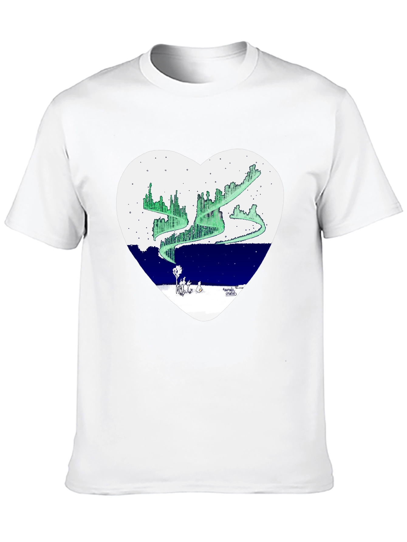 Black Aurora Borealis Heart Graphic T-Shirt view 10