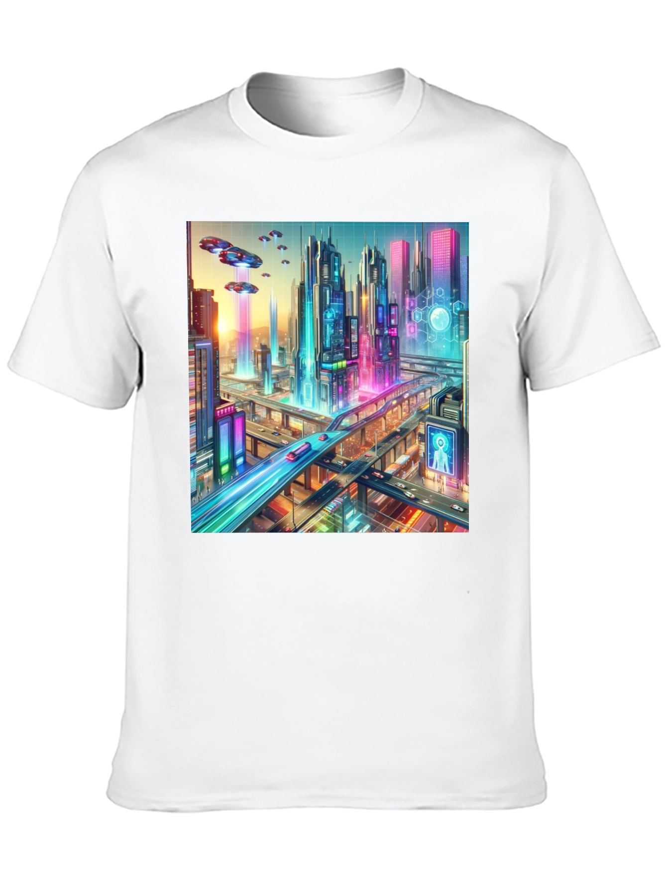 Black Futuristic Cityscape Graphic Tee - Black view 10