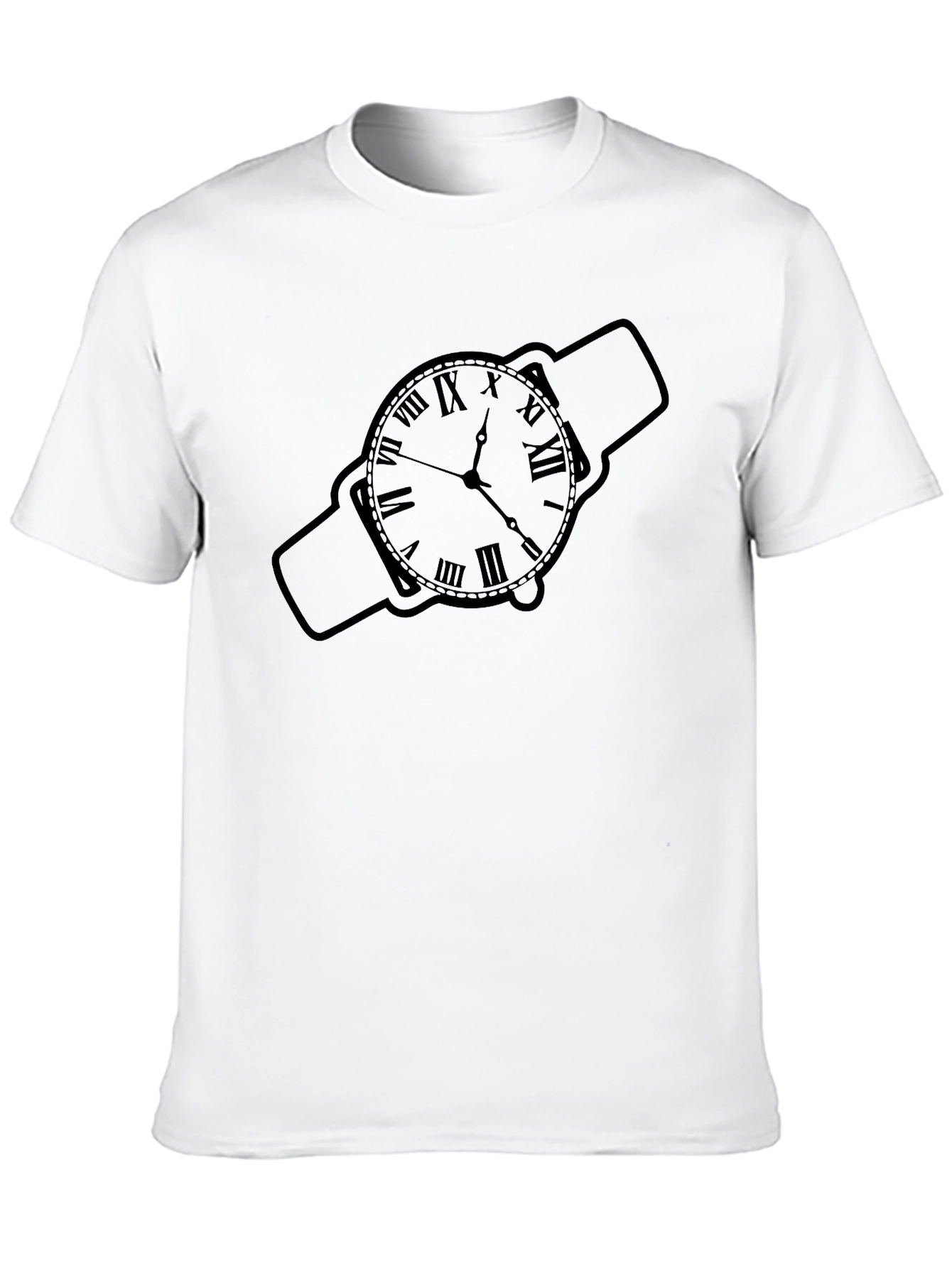 Black Classic Timepiece Graphic Tee - Stylish Watch Design view 10