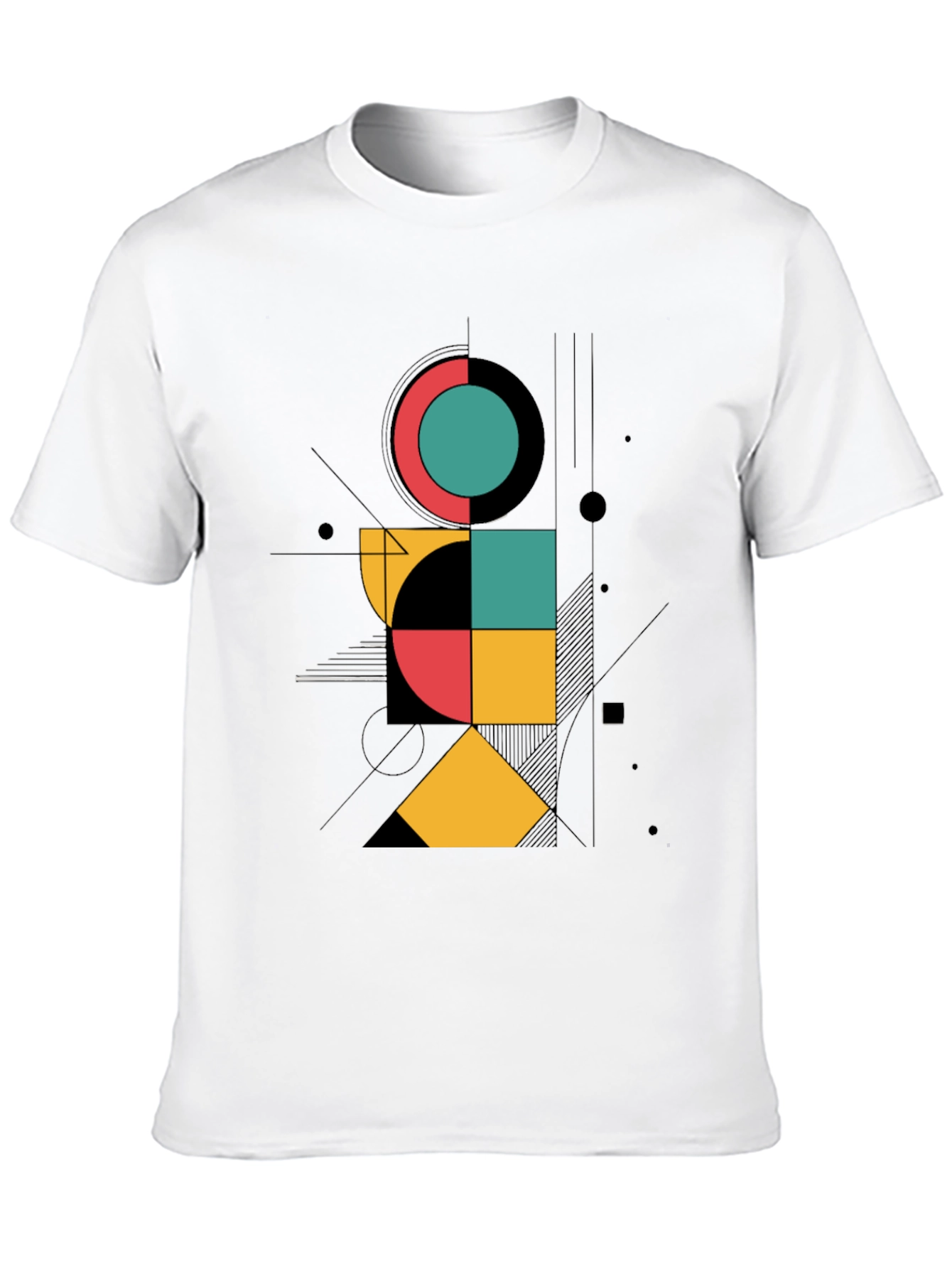 Black Geometric Graphic Print Black T-Shirt view 10