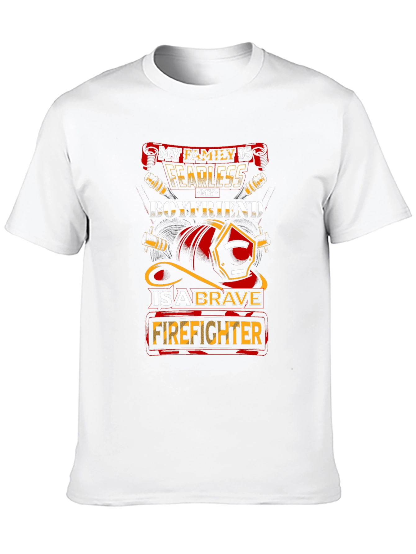 Black Fearless Firefighter Boyfriend Graphic Tee view 10