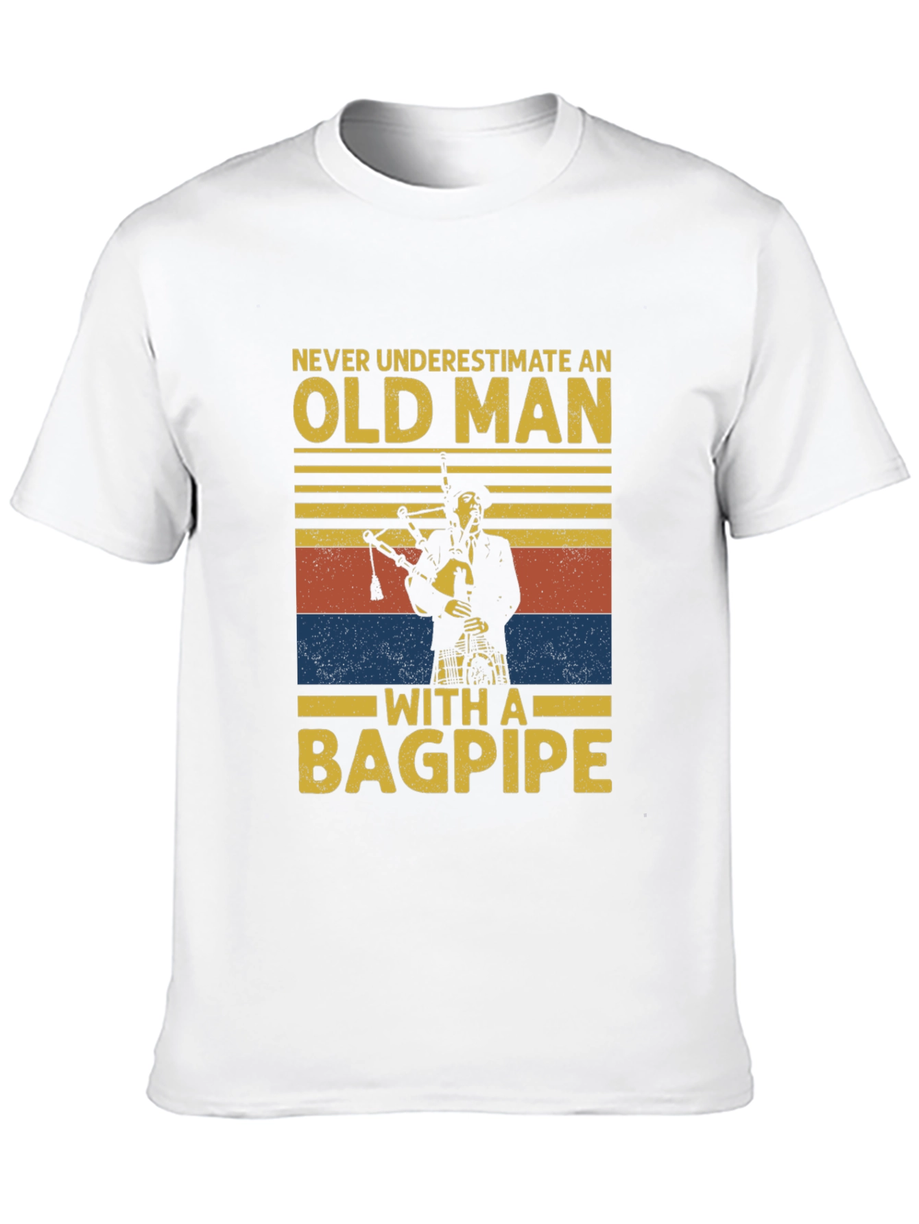 Black Old Man with a Bagpipe T-Shirt - Novelty Graphic Tee view 10