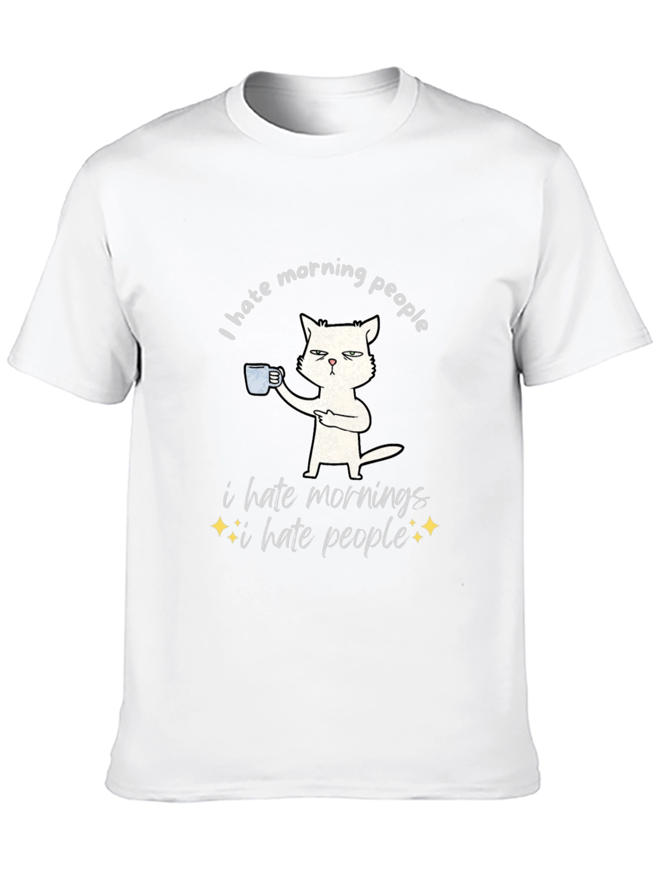 Black I Hate Morning People Cat T-Shirt - Funny Graphic Tee view 10