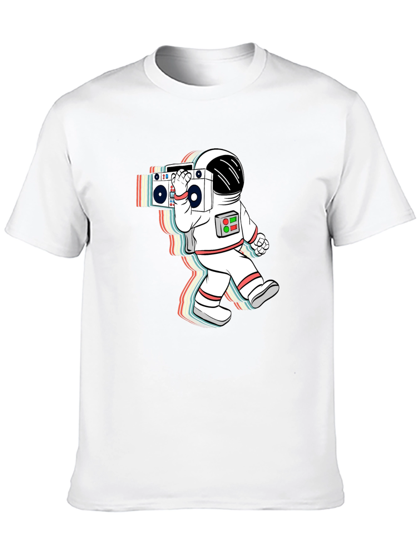 Black Retro Astronaut Boombox Black T-Shirt view 10