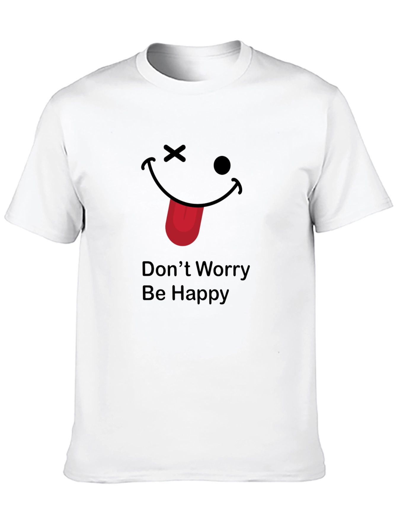 Black Funny "Don't Worry Be Happy" Graphic Tee view 10