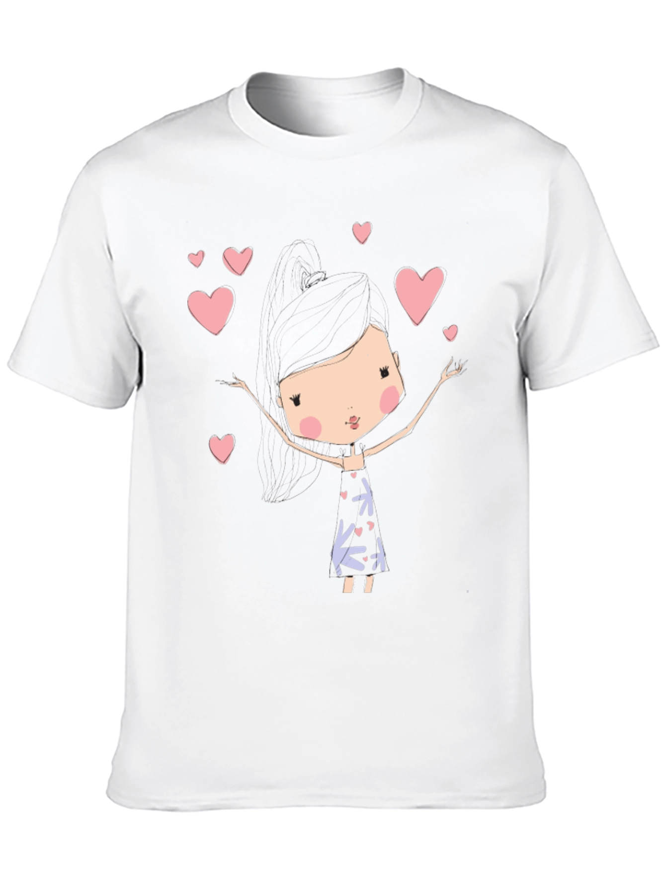 Black Cute Girl Heart T-Shirt view 10
