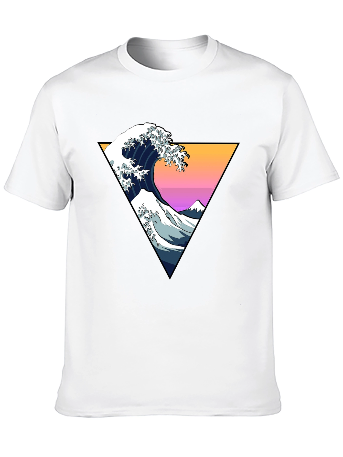 Black Great Wave Geometric Triangle T-Shirt view 10