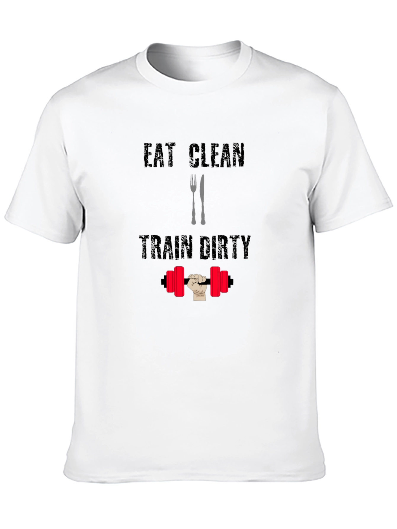 Black Eat Clean Train Dirty Black Graphic T-Shirt view 10
