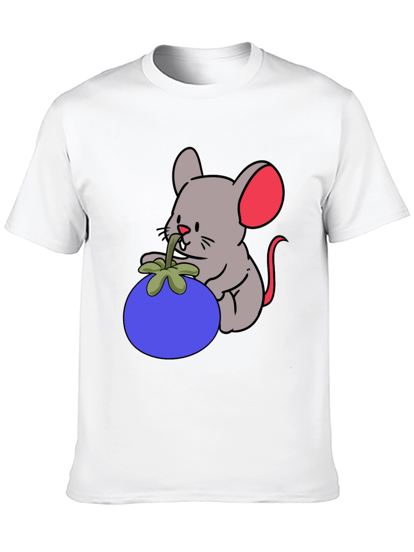 Black Cartoon Mouse & Berry Graphic Black T-Shirt view 10
