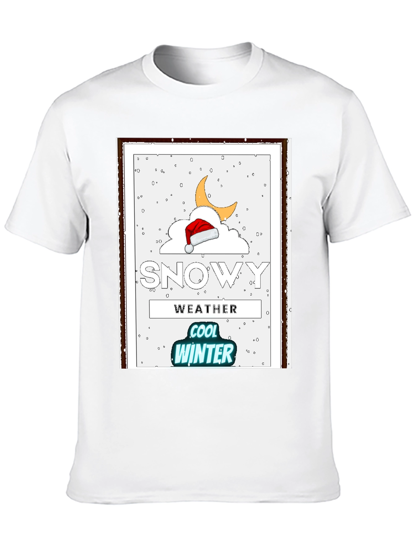 Black Snowy Weather Cool Winter T-Shirt view 10