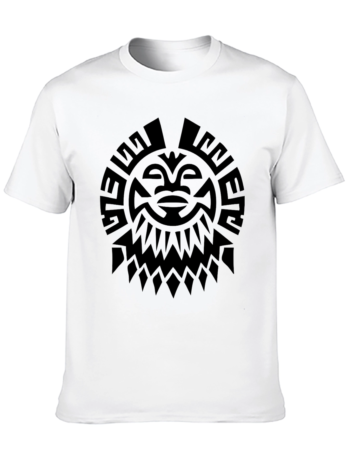 Black Tribal Sun Graphic T-Shirt - Bold Black Design view 10