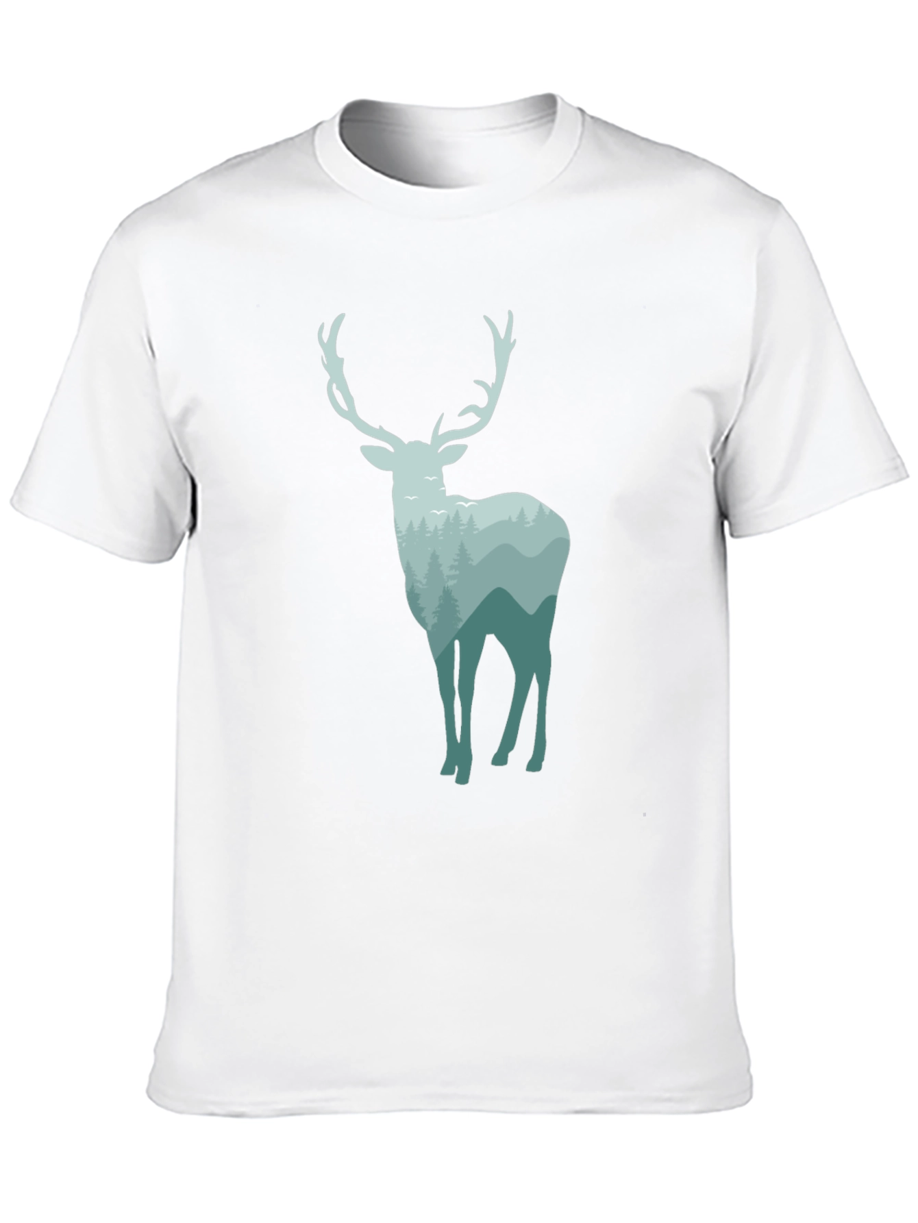 Black Nature Deer Graphic Tee - Black Cotton Blend view 10