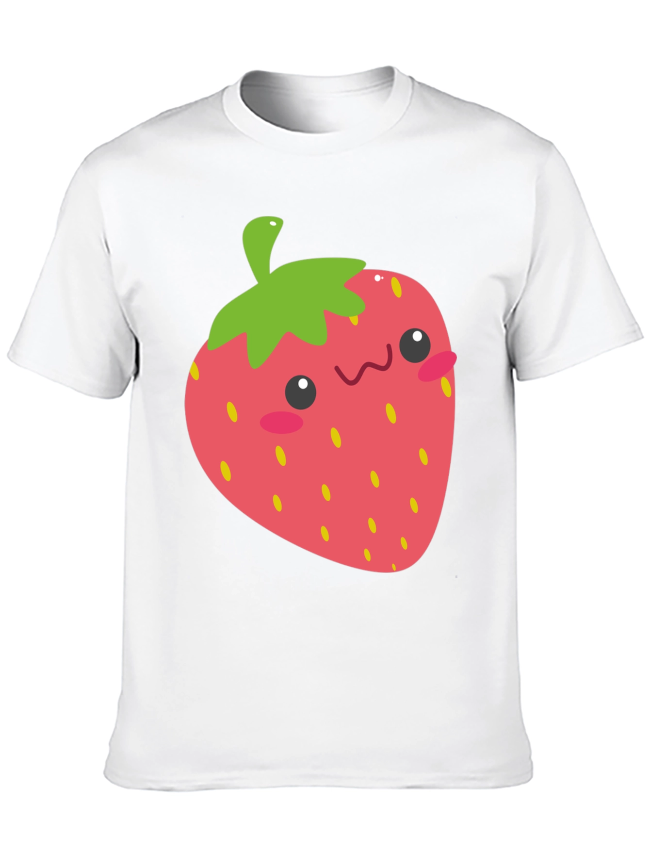 Black Cute Strawberry Graphic Tee - Black Cotton T-Shirt view 10