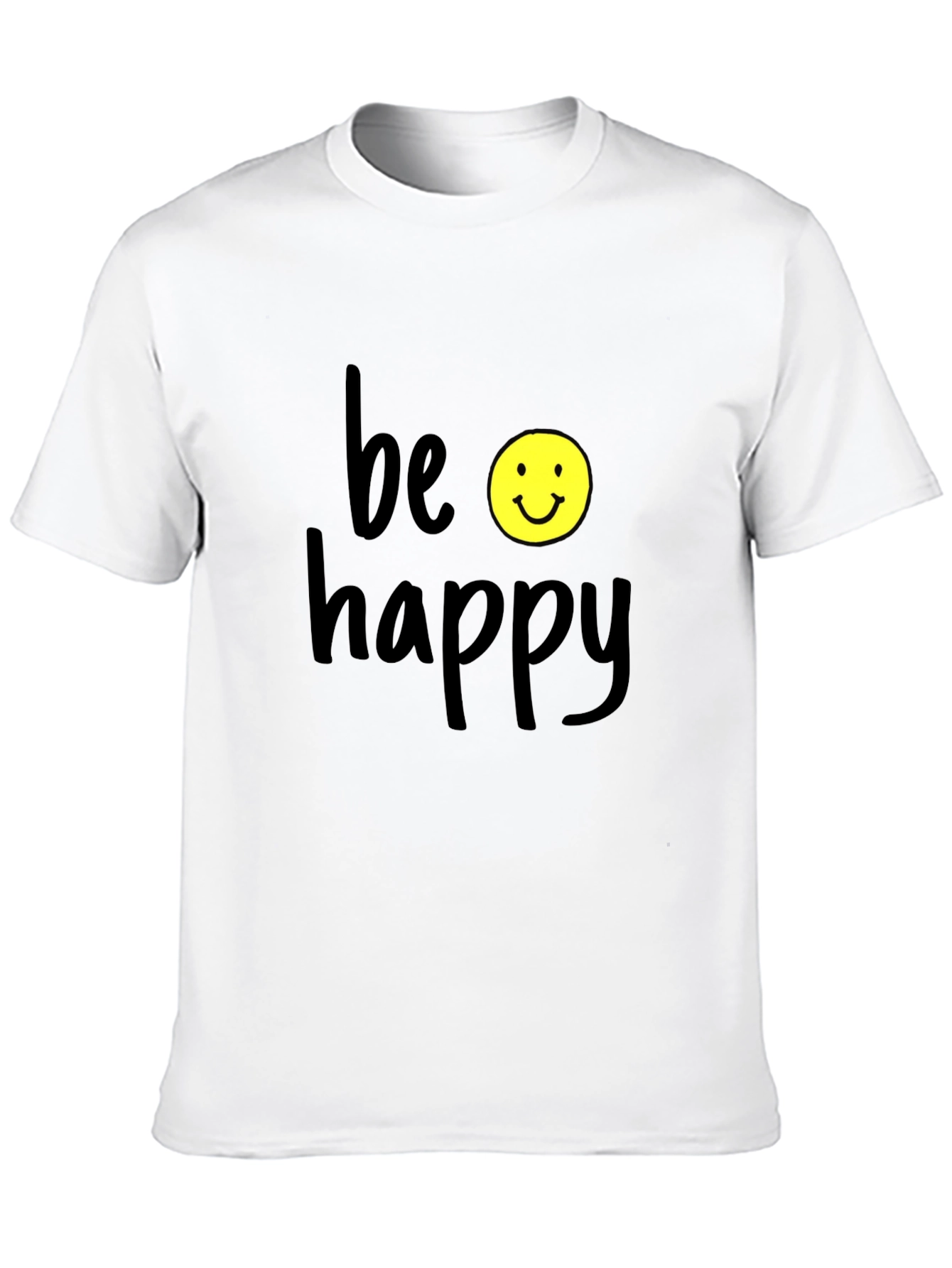 Black Be Happy Graphic Tee - Black Casual T-Shirt view 10