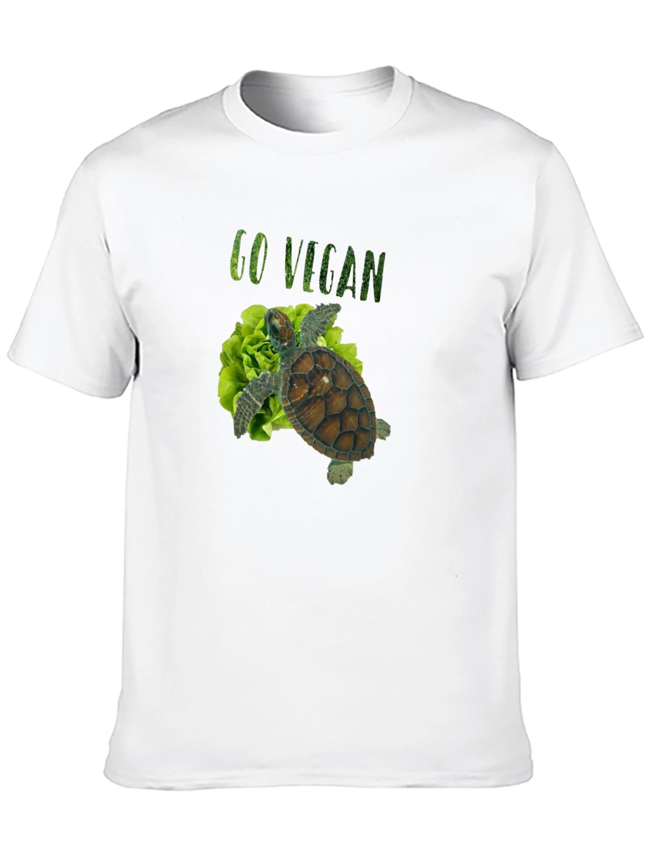 Black Go Vegan Turtle Tee - Unisex Black T-Shirt view 10