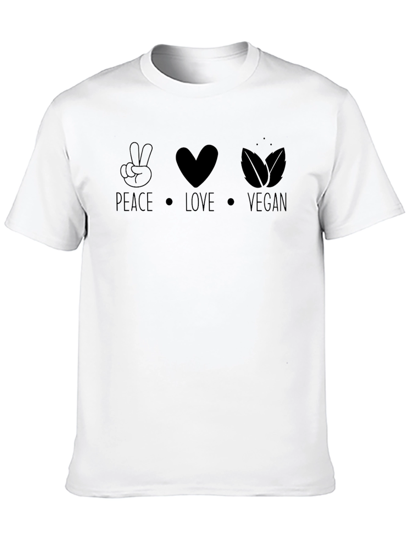 Black Peace Love Vegan T-Shirt - Black Graphic Tee view 10