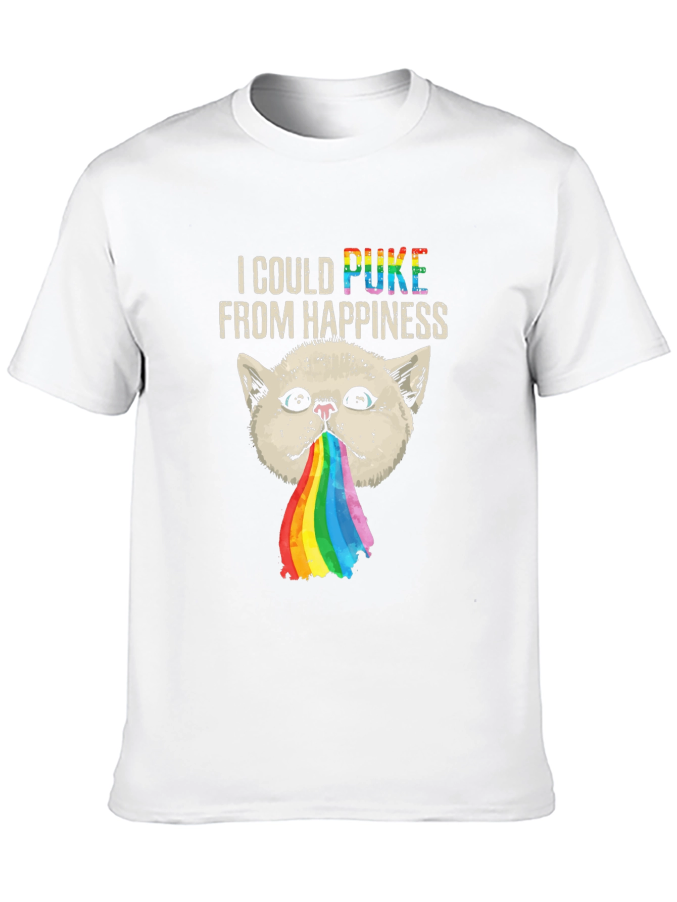Black Rainbow Puke Cat Graphic Tee view 10