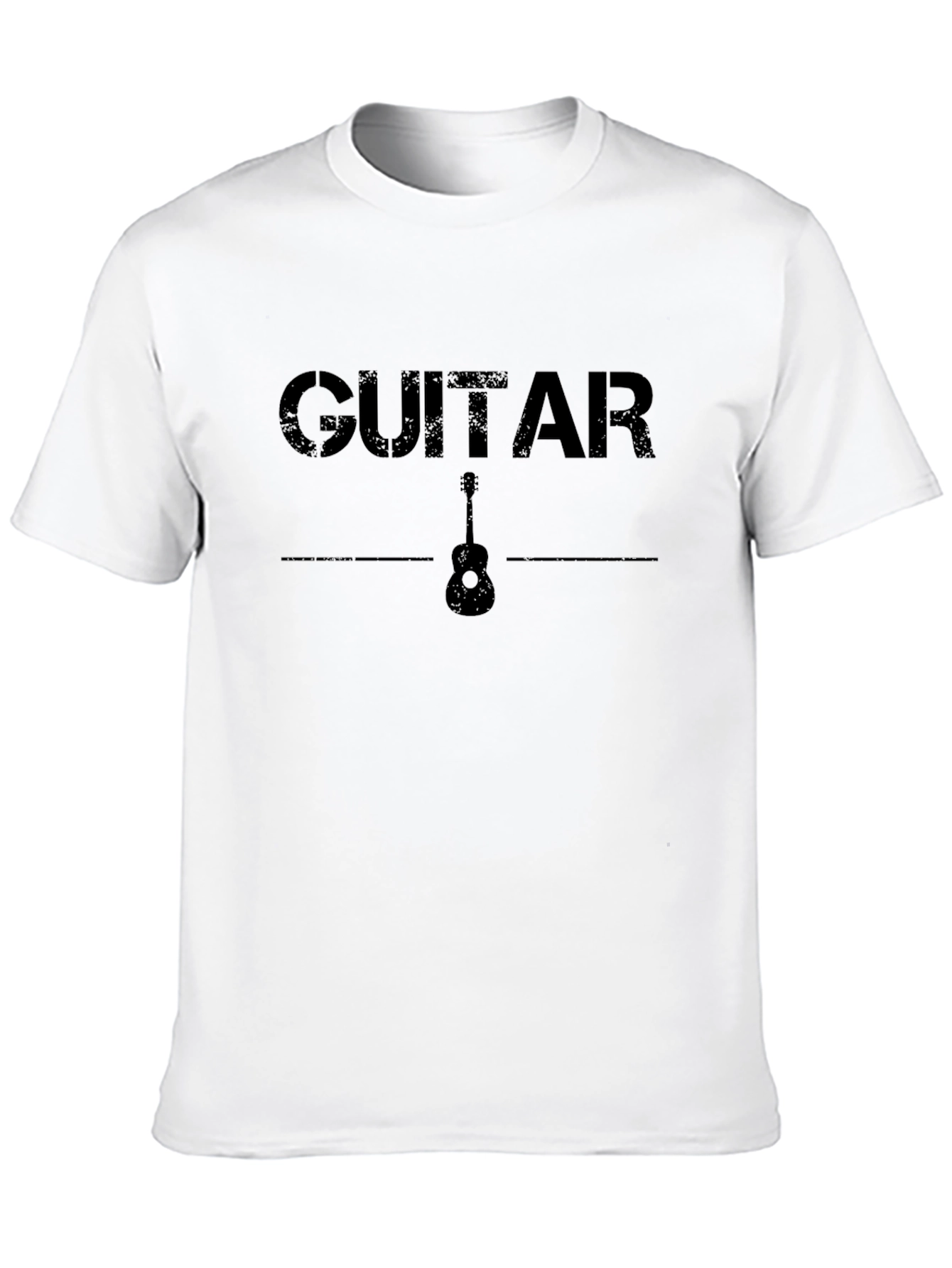 Black Guitar Graphic Print Black T-Shirt view 10