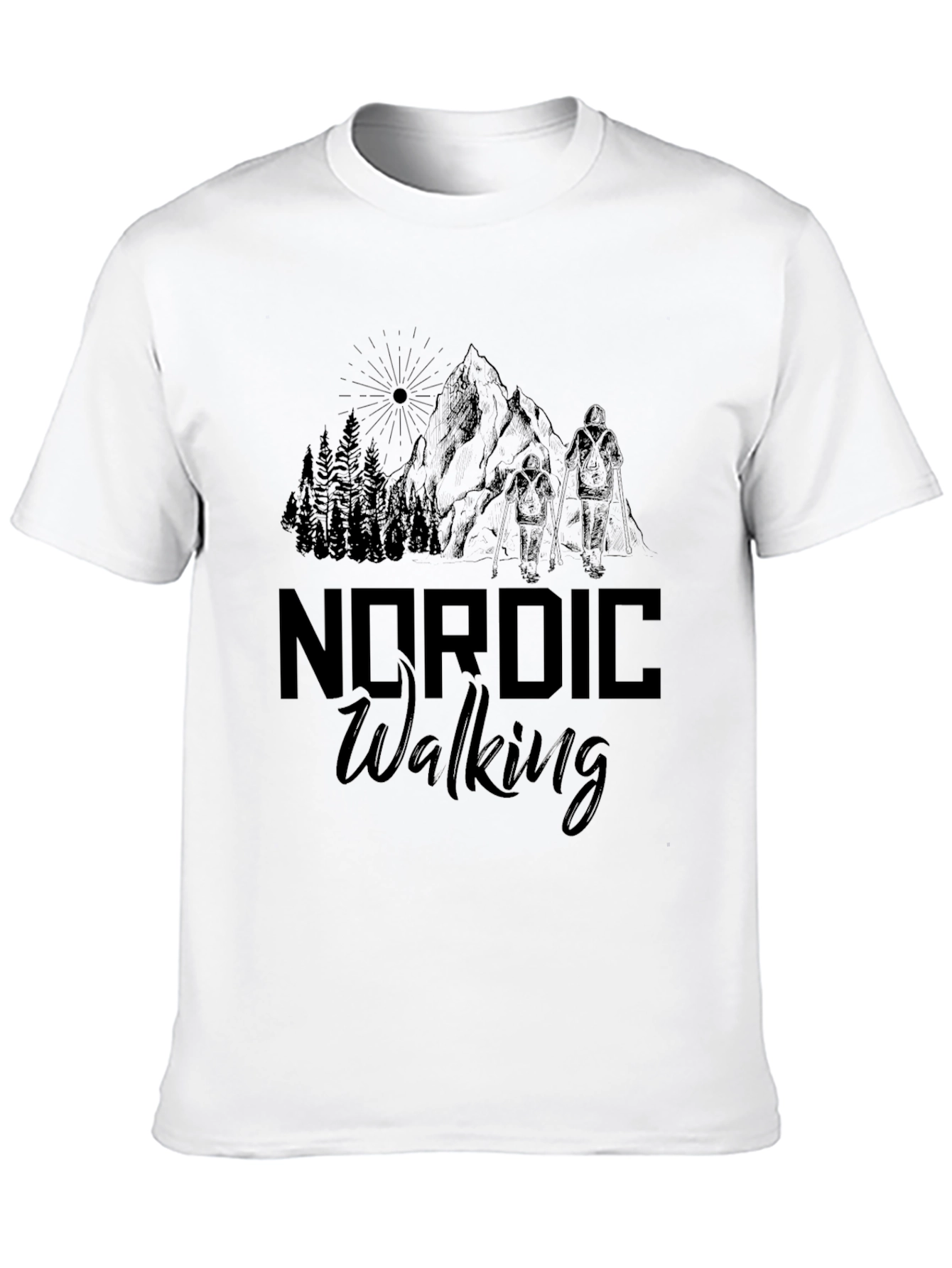 Black Nordic Walking Black T-Shirt - Outdoor Adventure Tee view 10