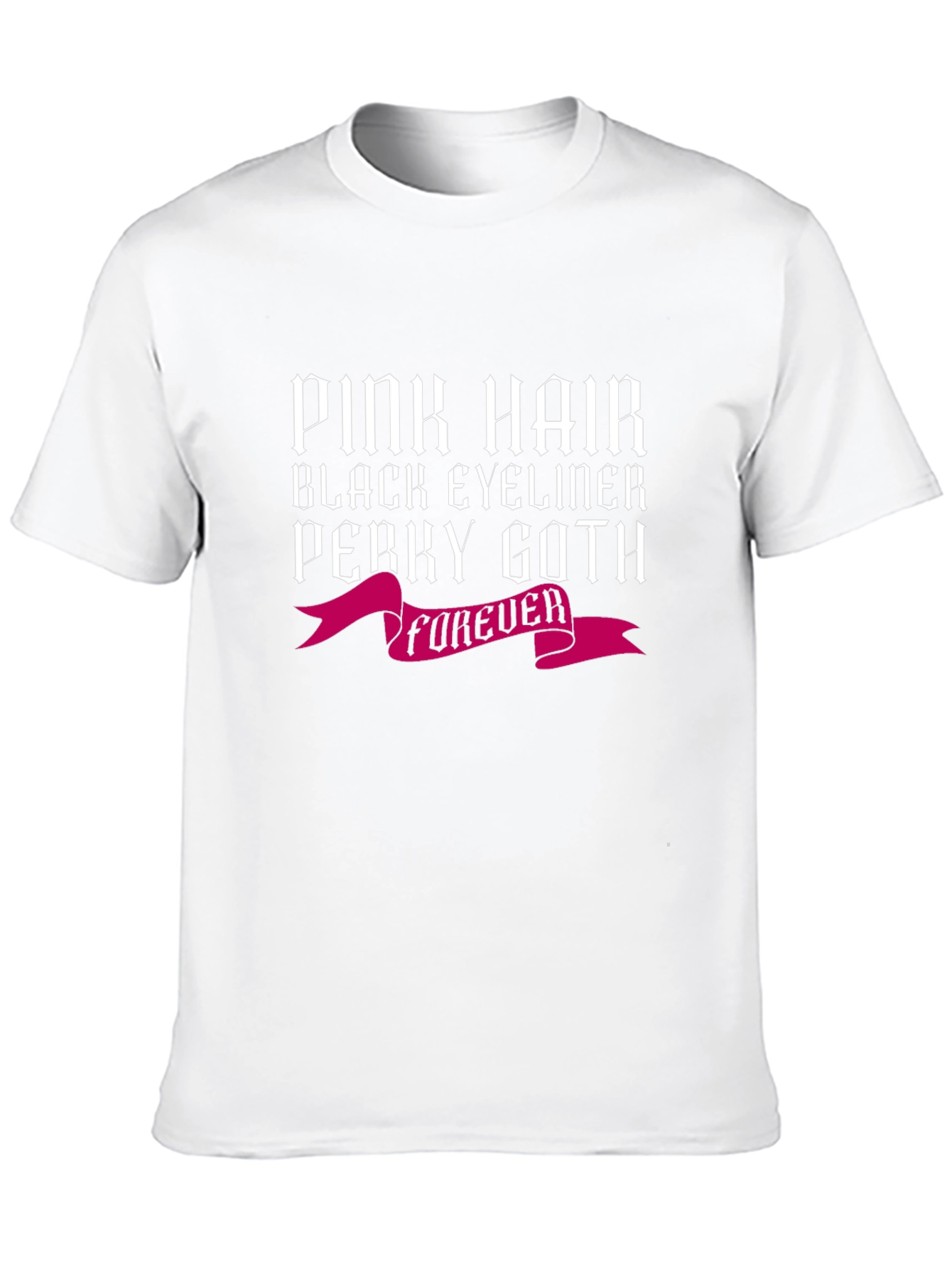 Black Pink Hair Perky Goth Black Tee view 10