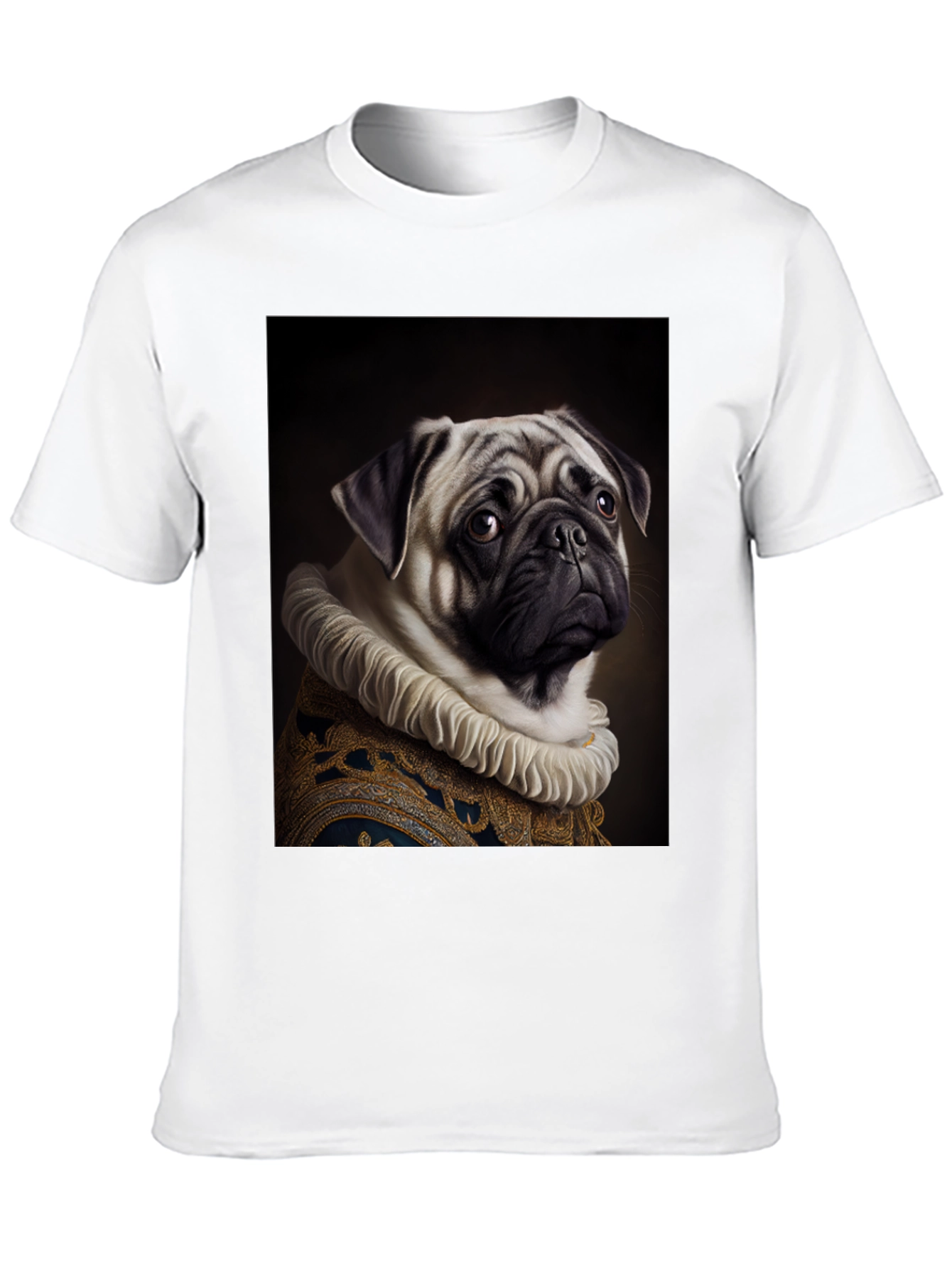 Black Regal Pug Graphic Tee - Black Cotton T-Shirt view 10