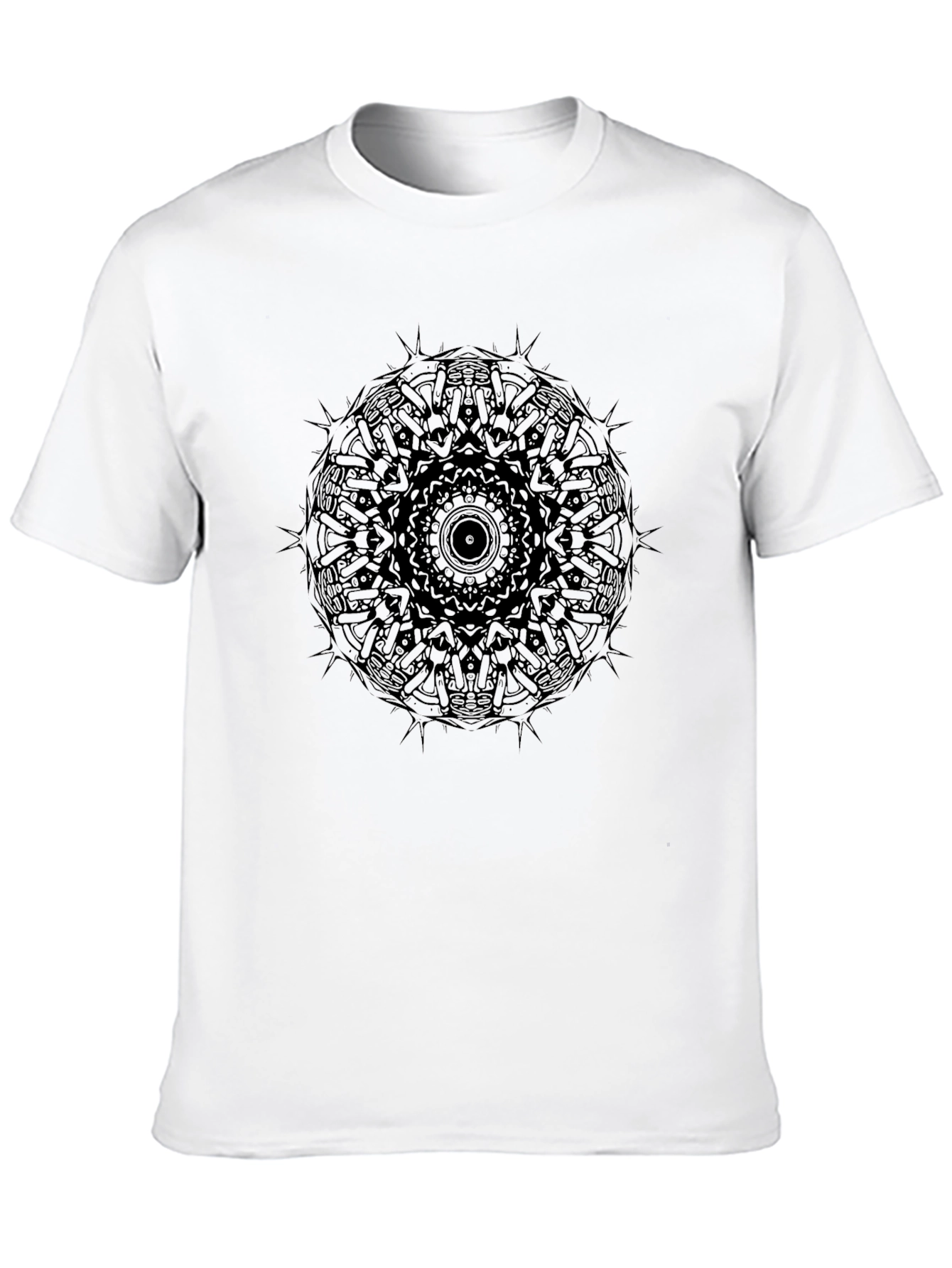 Black Black Mandala Print Crew Neck T-Shirt view 10