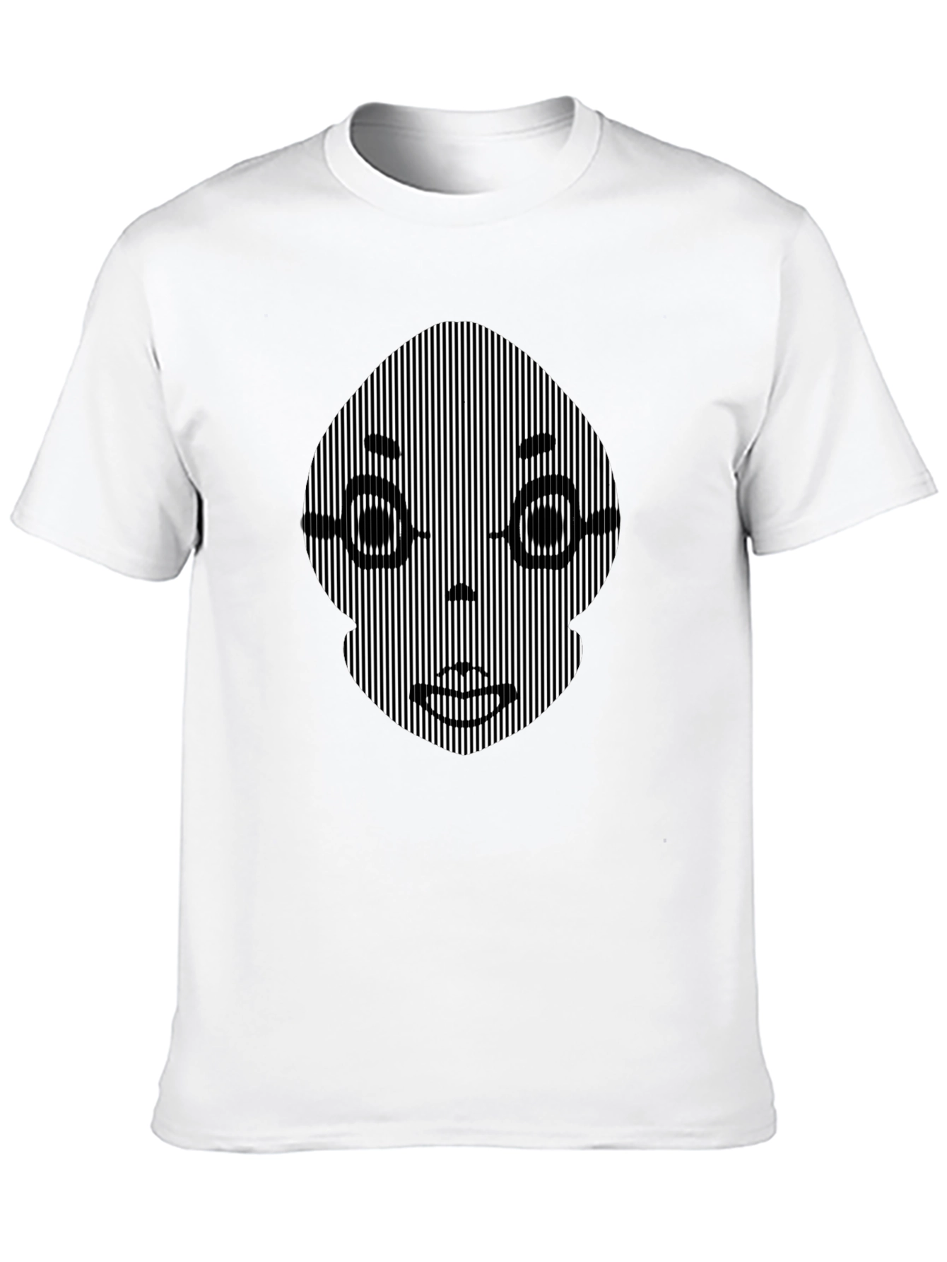 Black Optical Illusion Face Graphic Black T-Shirt view 10