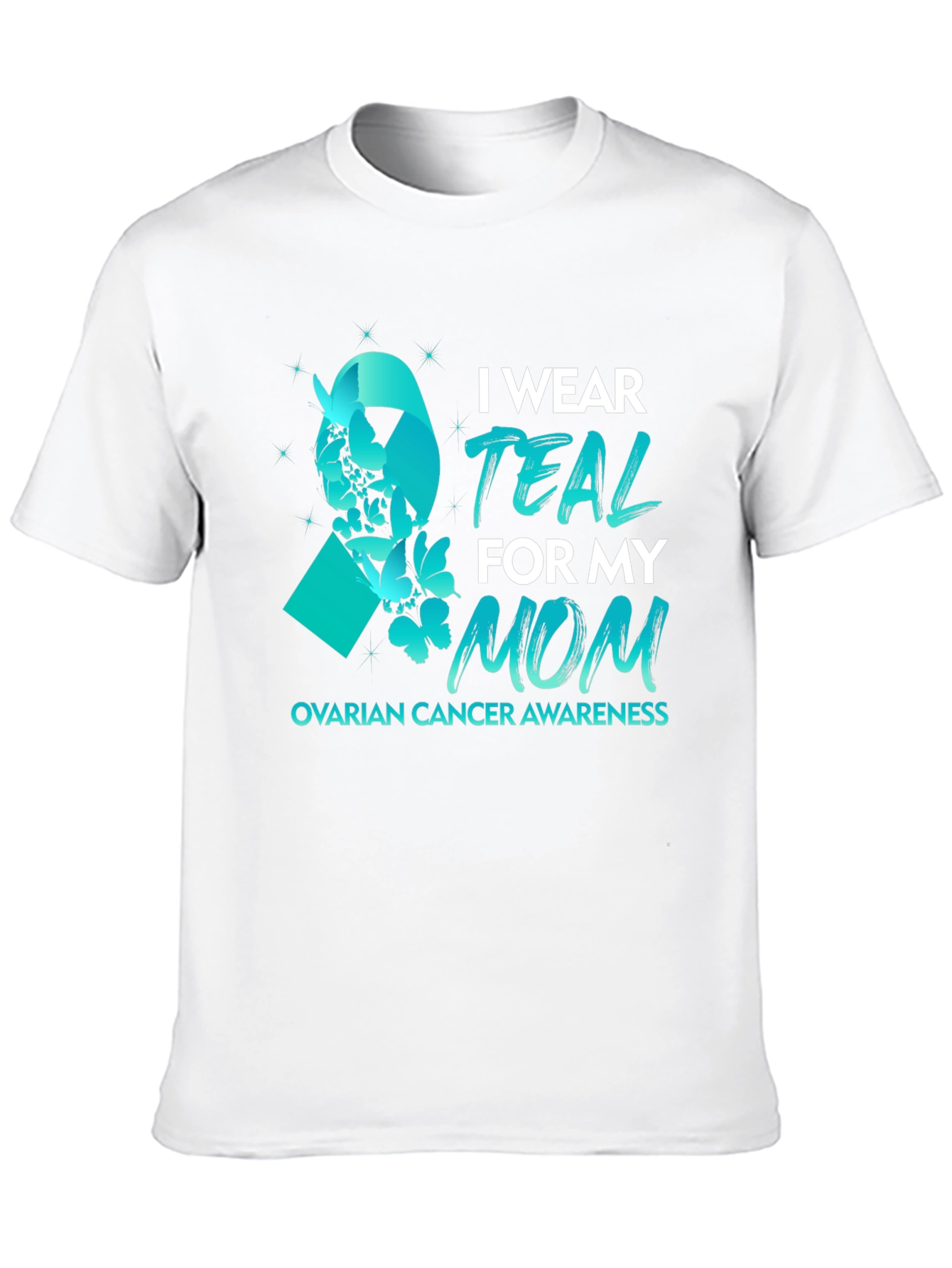 Teal Ribbon Ovarian Cancer Awareness T-Shirt - 10