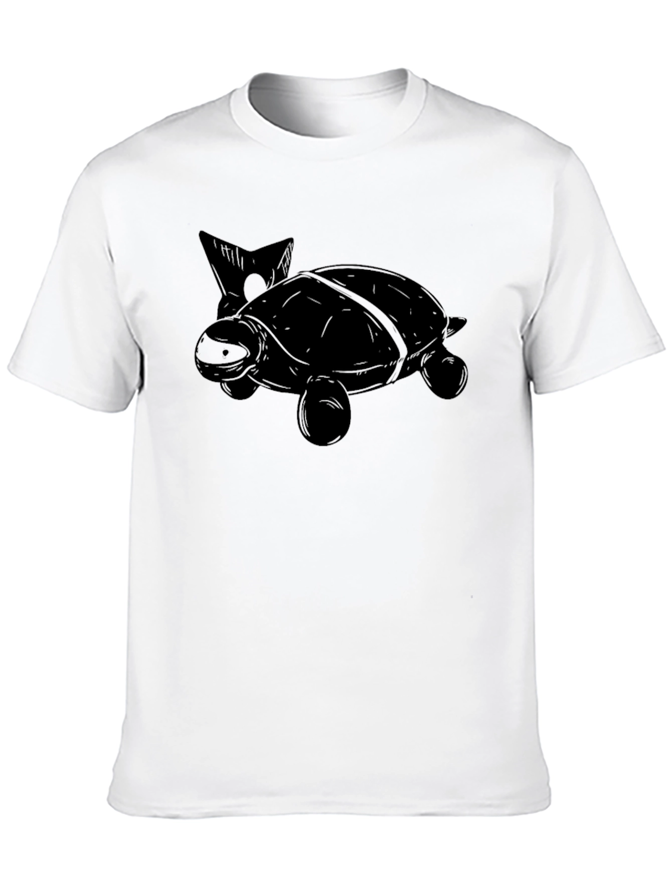 Black Turtle Graphic Print Men's Black T-Shirt view 10
