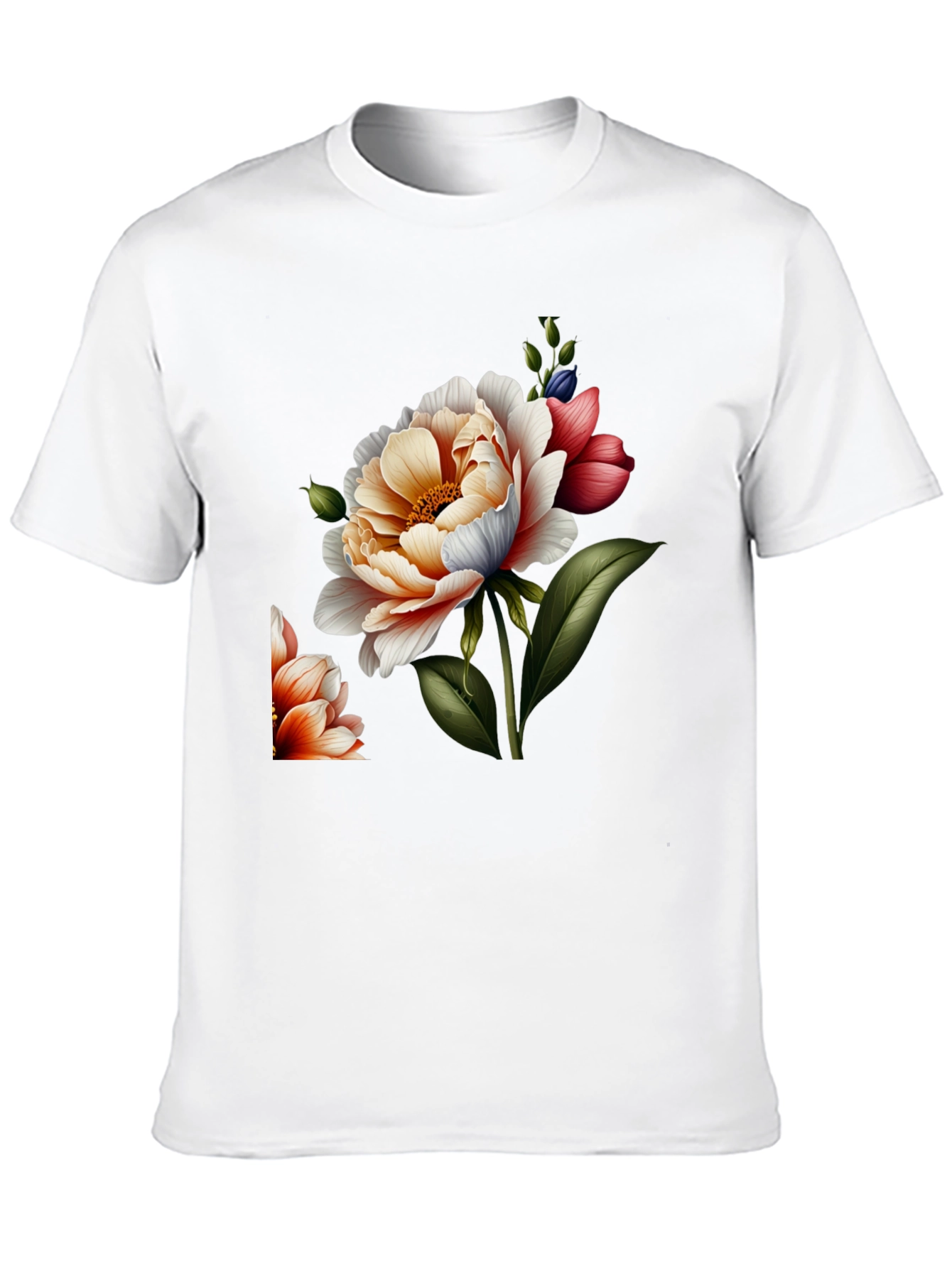 Black Floral Graphic Print Crew Neck Tee - Black view 10