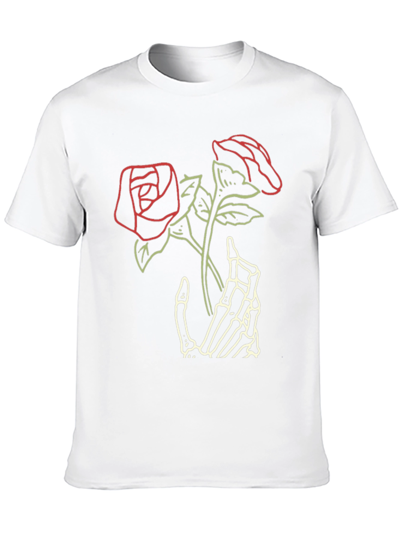 Black Skeleton Hand Roses Graphic Tee - Dark Aesthetic view 10
