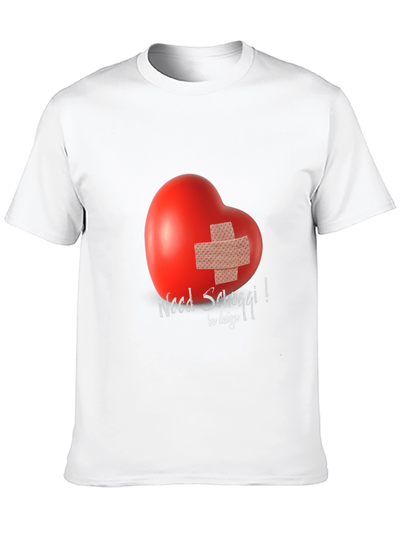 Black Need Schoggi! Heart Bandage Graphic Tee - Unisex Black T-Shirt view 10