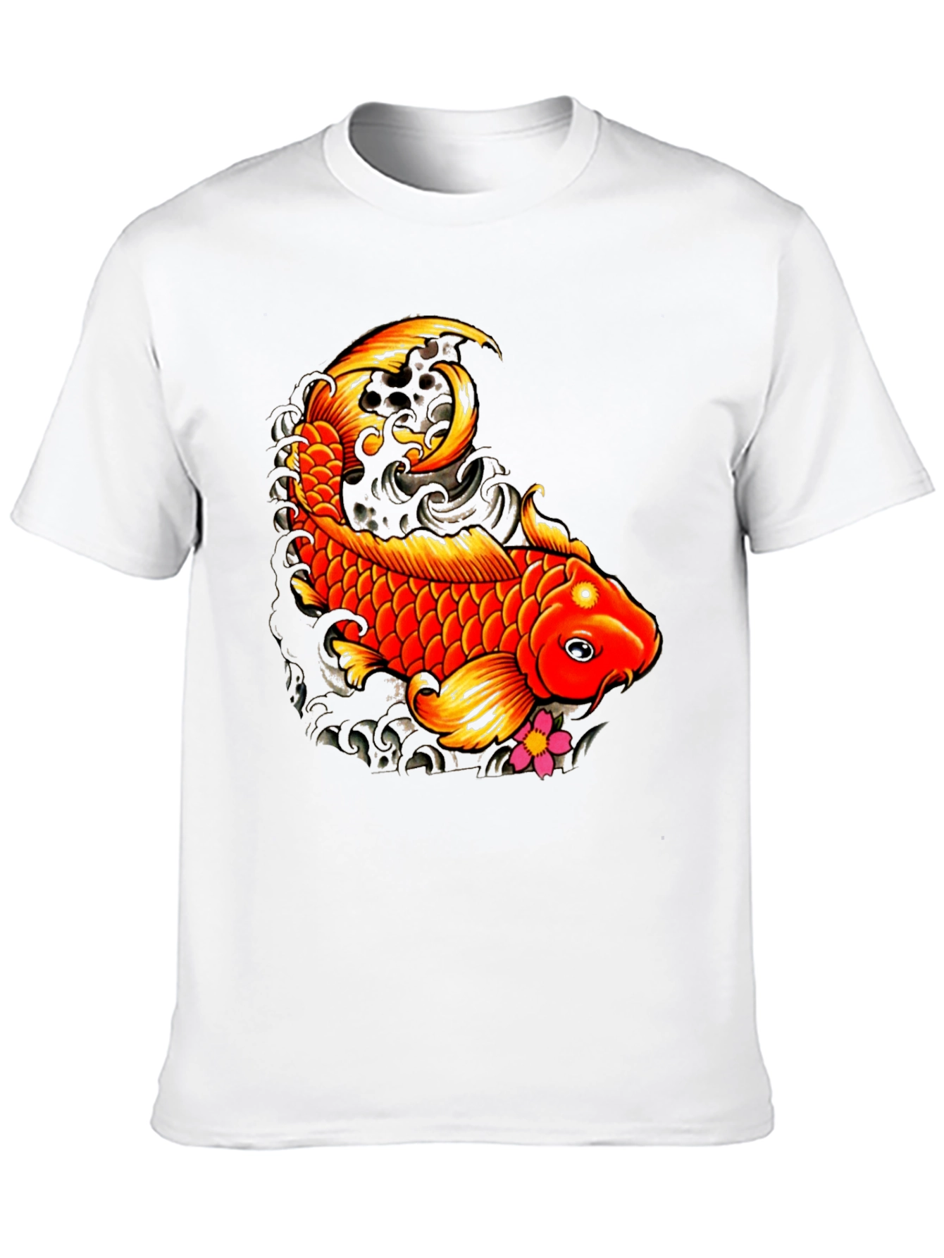 Black Koi Fish Graphic Tee - Black Casual T-Shirt view 10