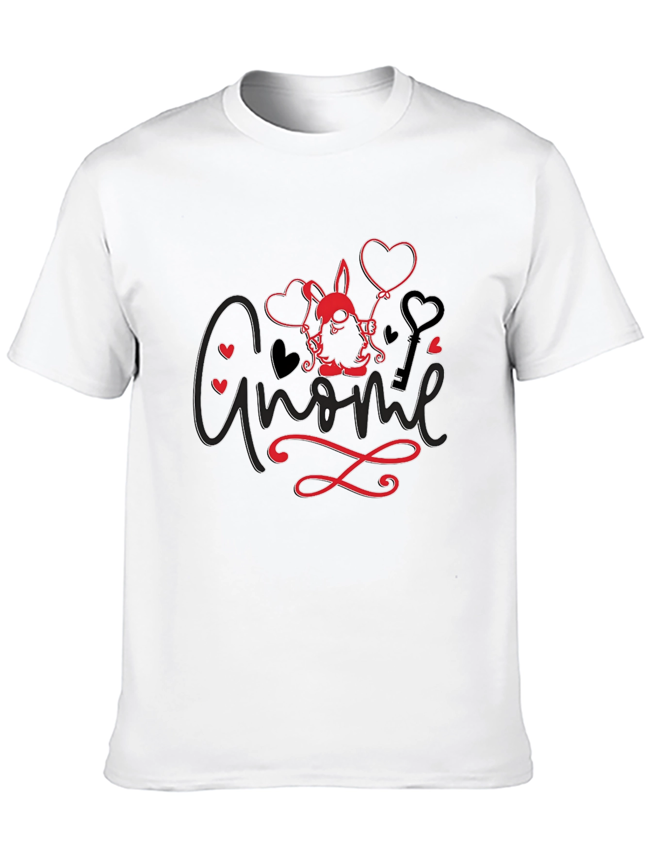 Black Gnome Valentine T-Shirt - Love Heart Key Design view 10