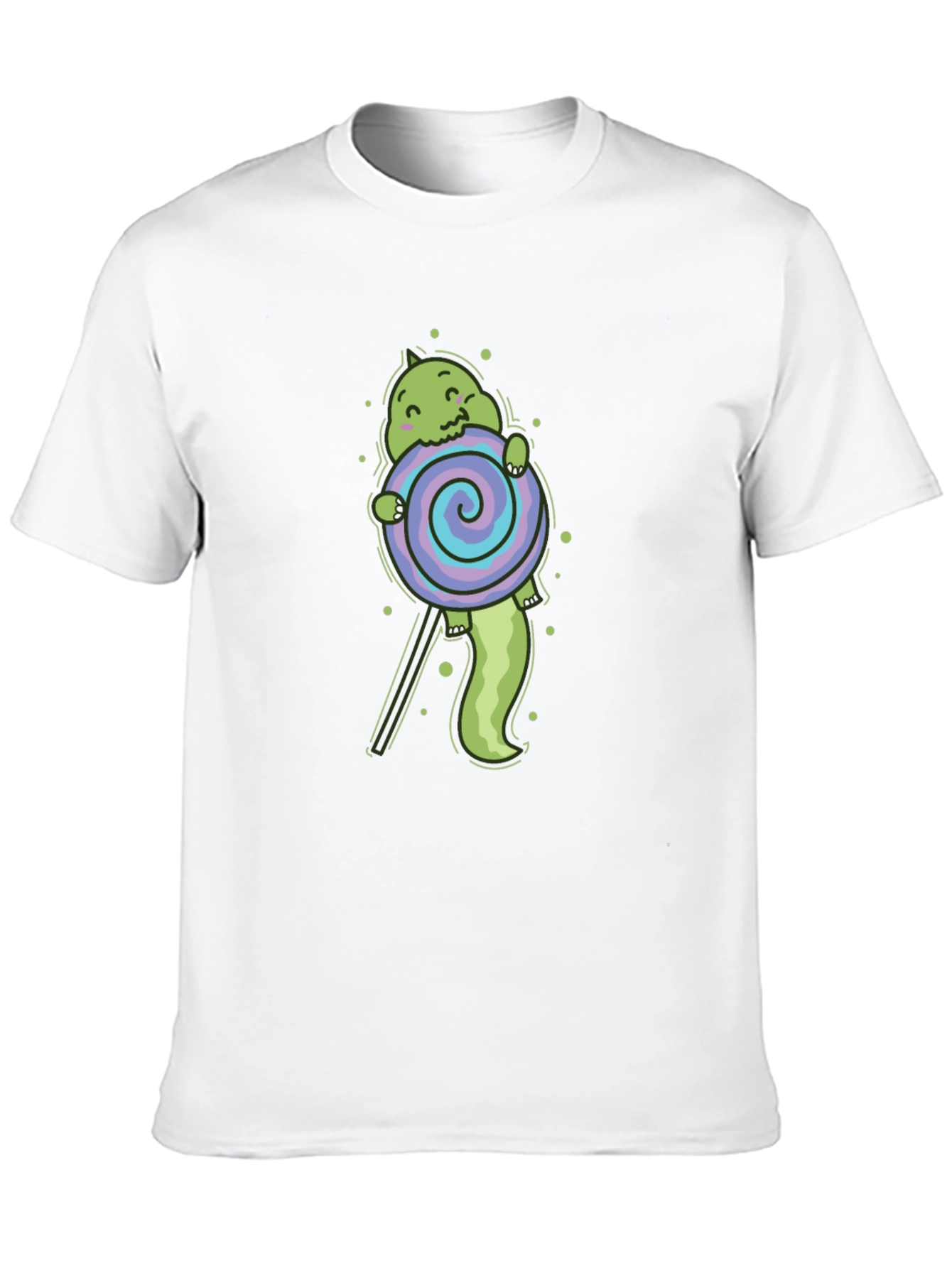 Black Cartoon Dinosaur Lollipop Graphic T-Shirt view 10