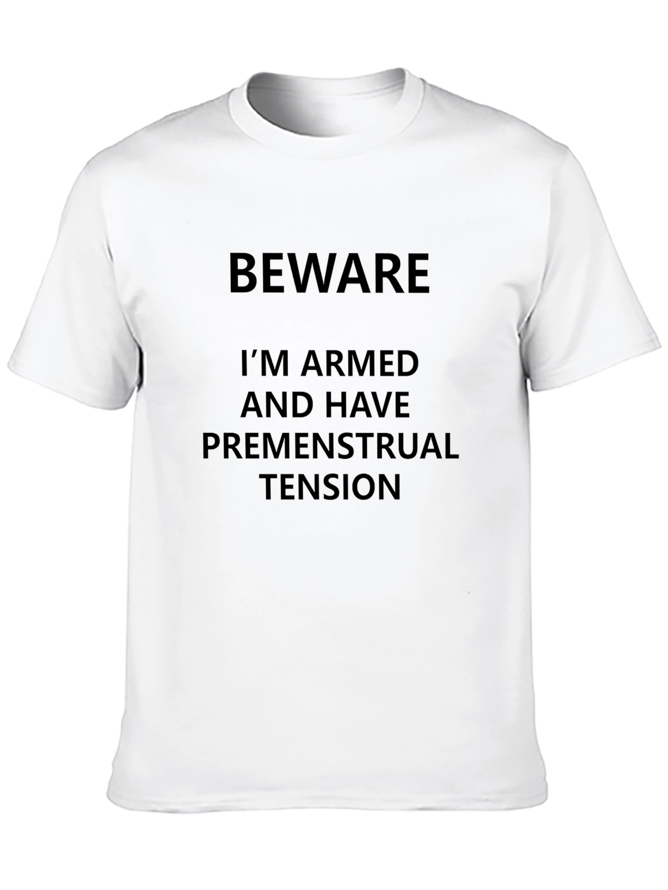 Black Beware Armed Premenstrual Tension Black T-Shirt view 10
