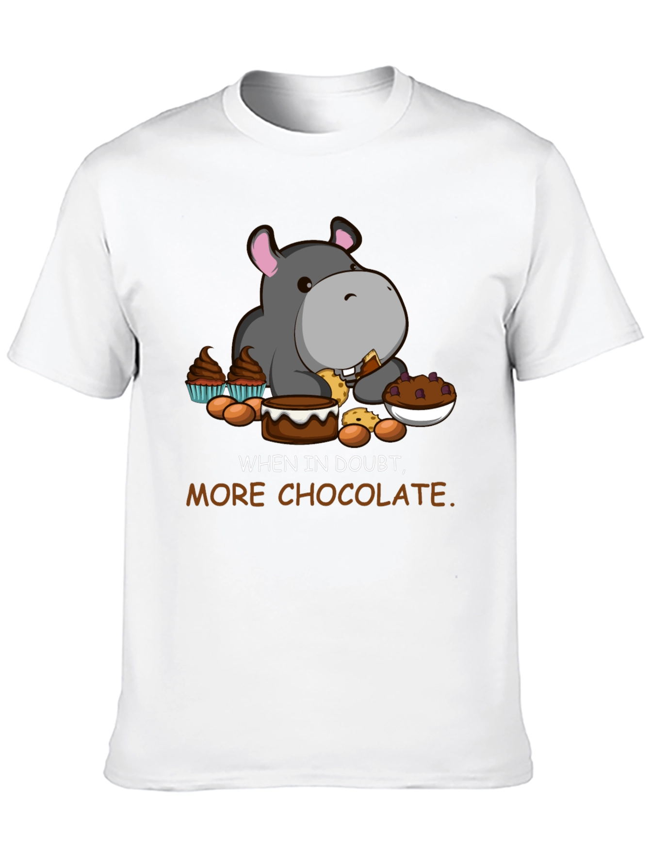 Black Chocolate Hippo T-Shirt - Funny Cartoon Tee view 10