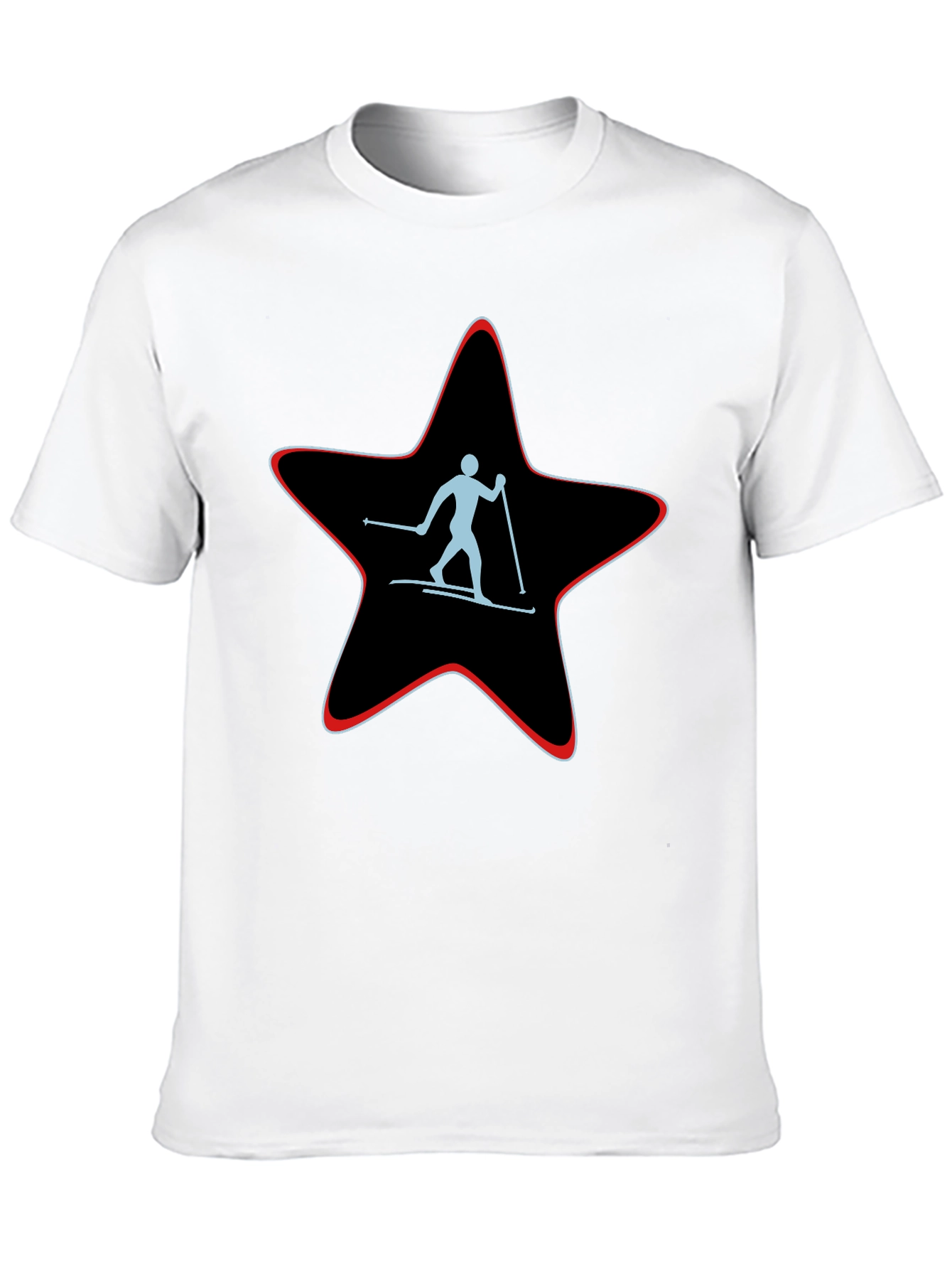 Black Skiing Star Graphic Tee - Black Cotton T-Shirt view 10