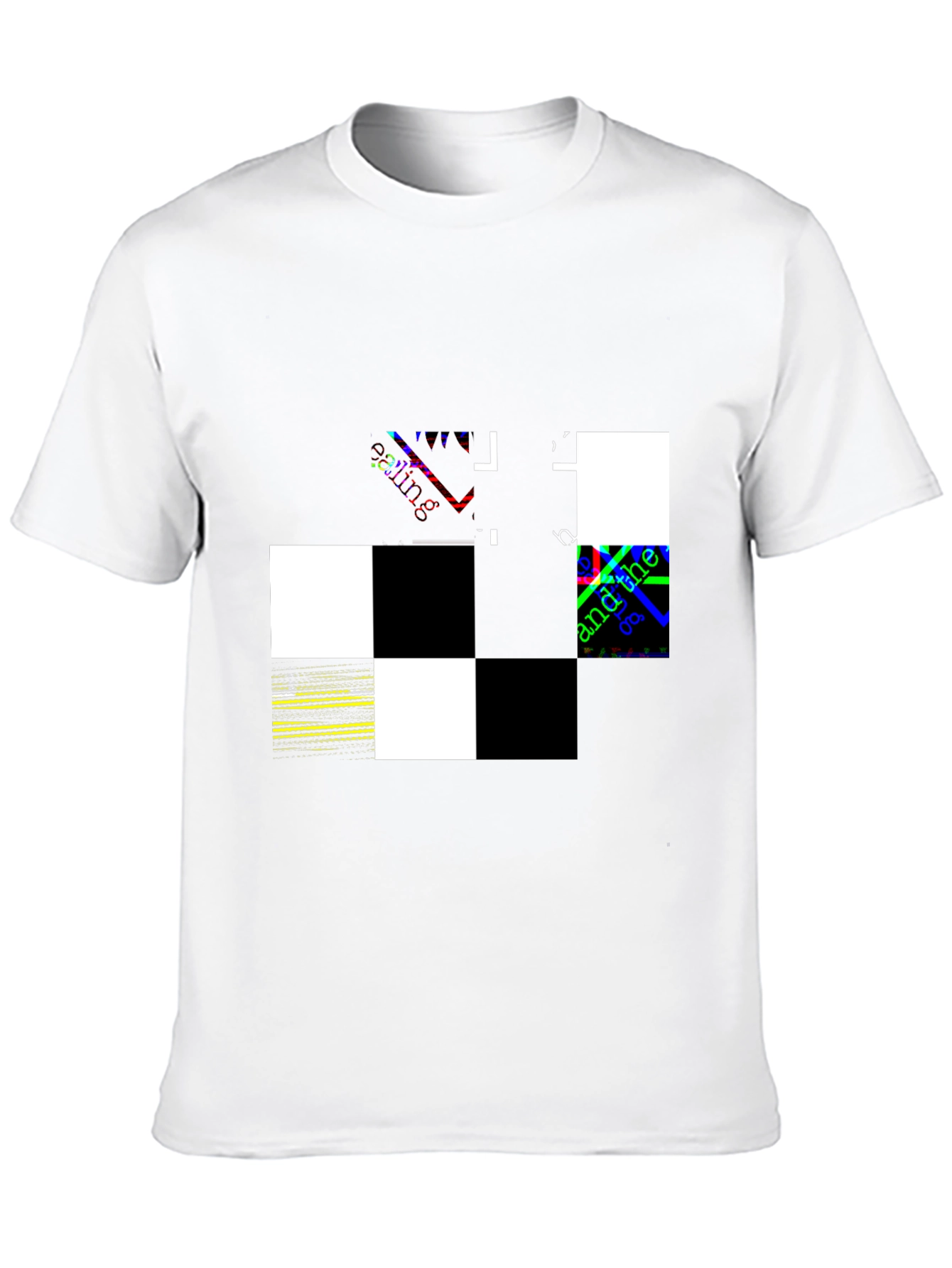 Black Abstract Checkerboard Graphic Black T-Shirt view 10
