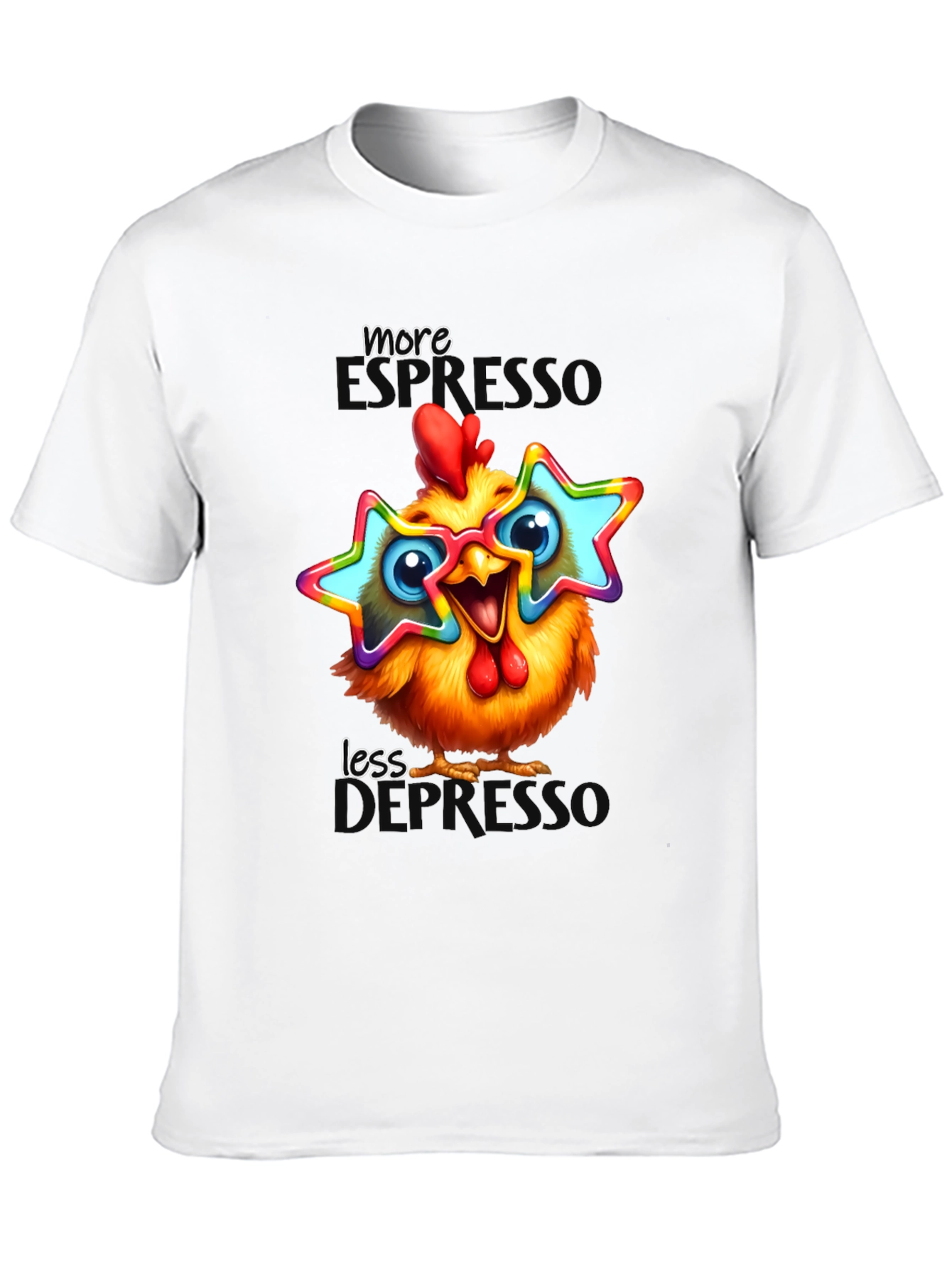 Black Funny Chicken T-Shirt with Star Glasses view 10