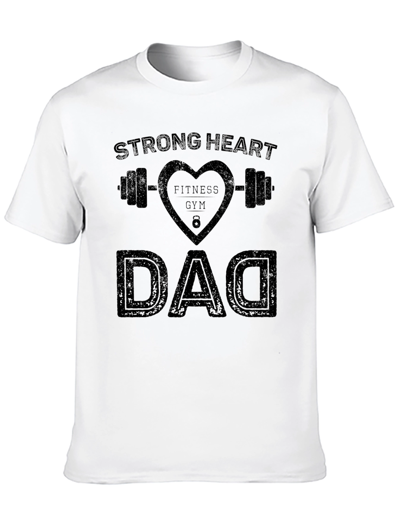 Black Strong Heart Fitness Gym Dad Graphic T-Shirt view 10