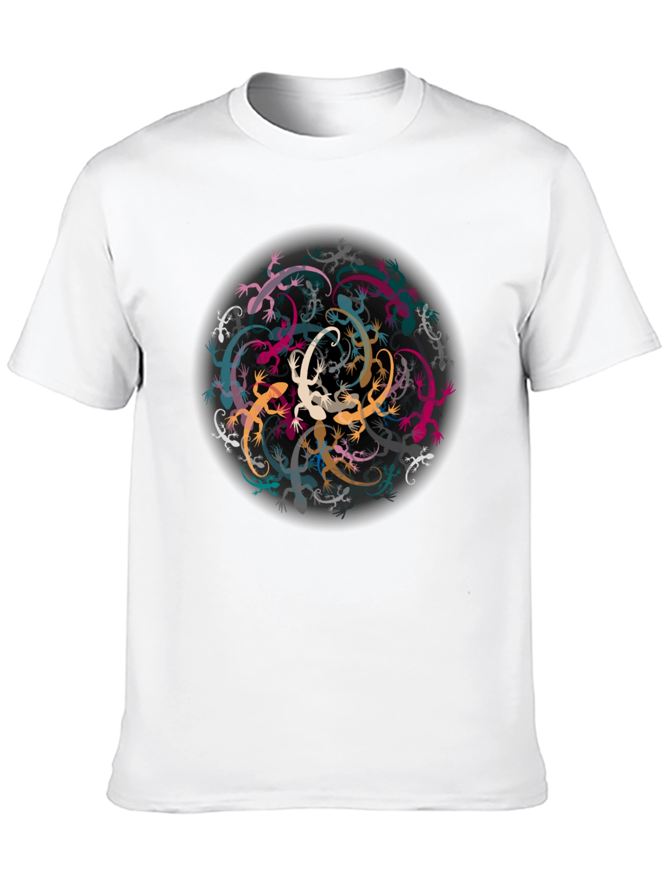 Black Lizard Mandala Black Tee - Unique Graphic T-Shirt view 10