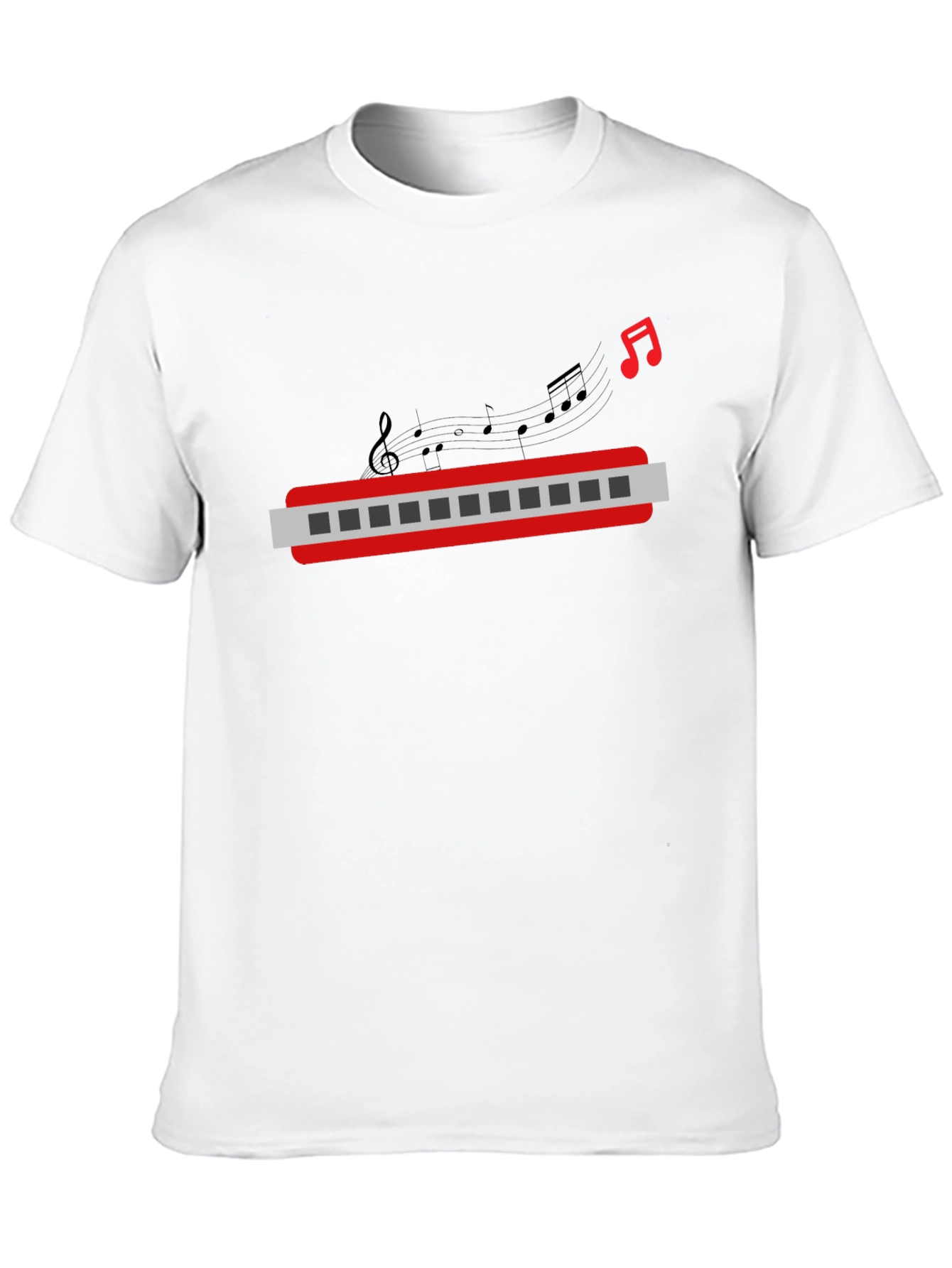 Black Musical Harmonica Graphic Tee - Black view 10