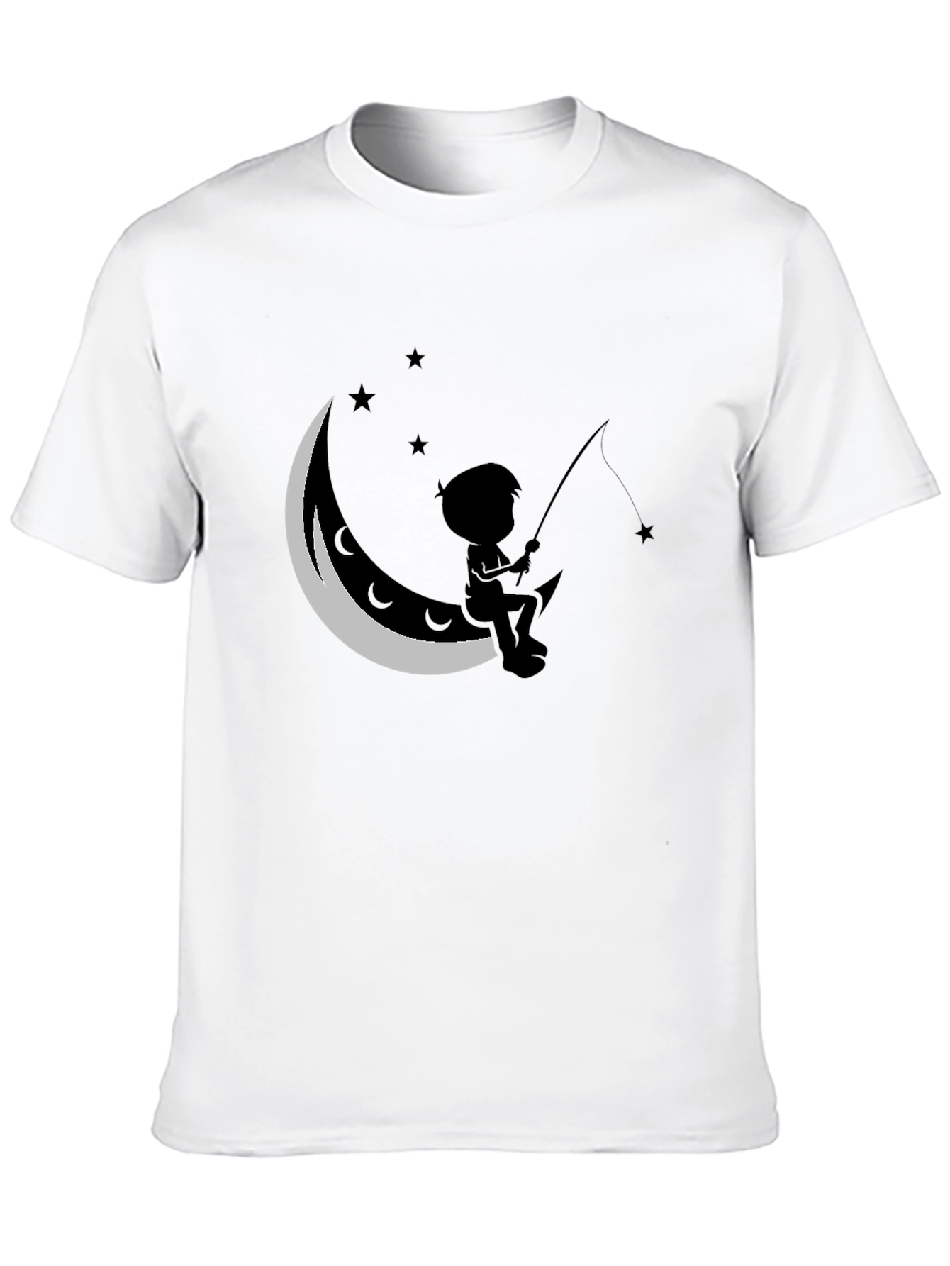 Black Boy Fishing on the Moon T-Shirt view 10